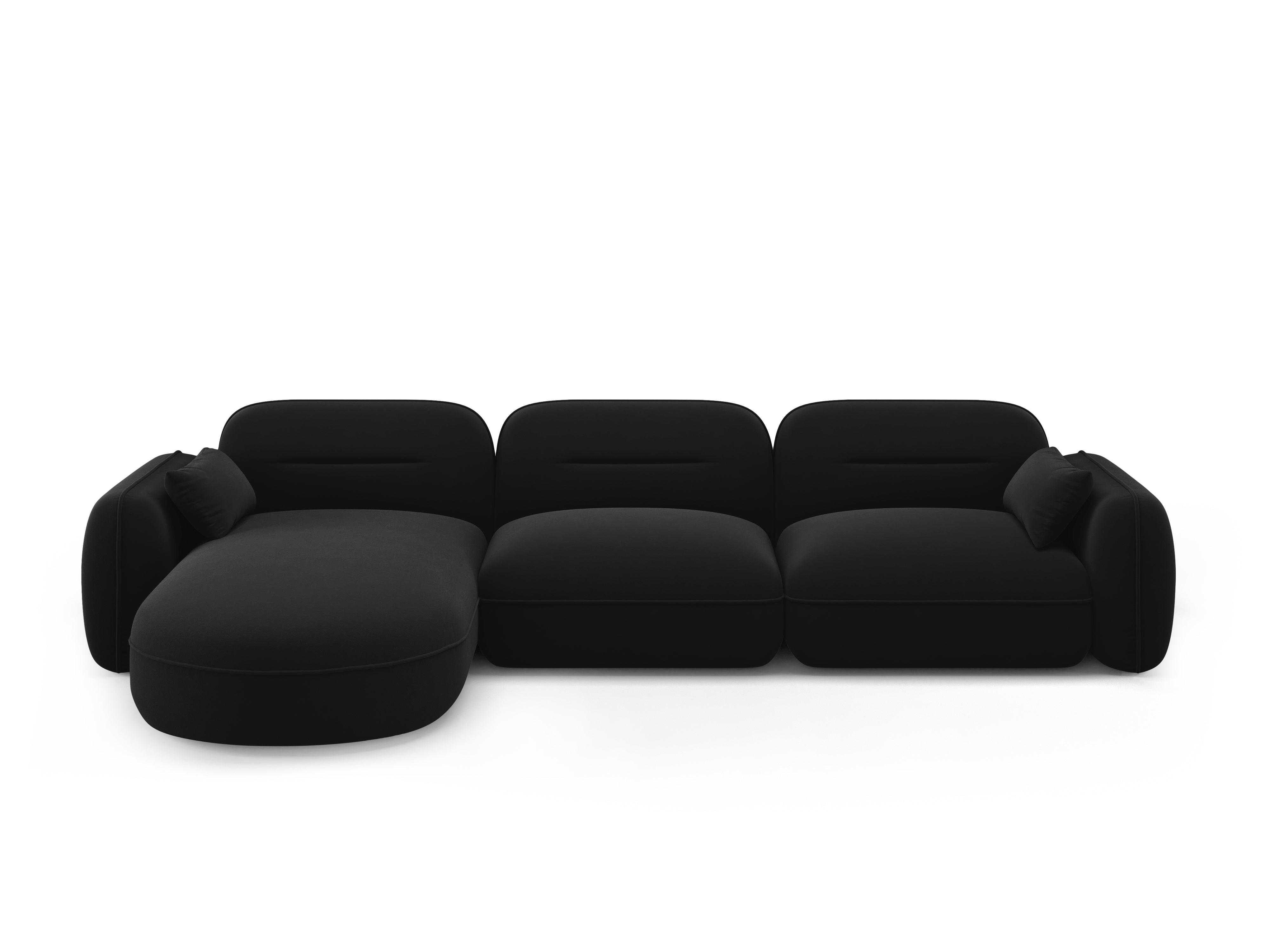 Narożnik modułowy aksamitny lewostronny 4-osobowy SYDNEY czarny Cosmopolitan Design Eye on Design