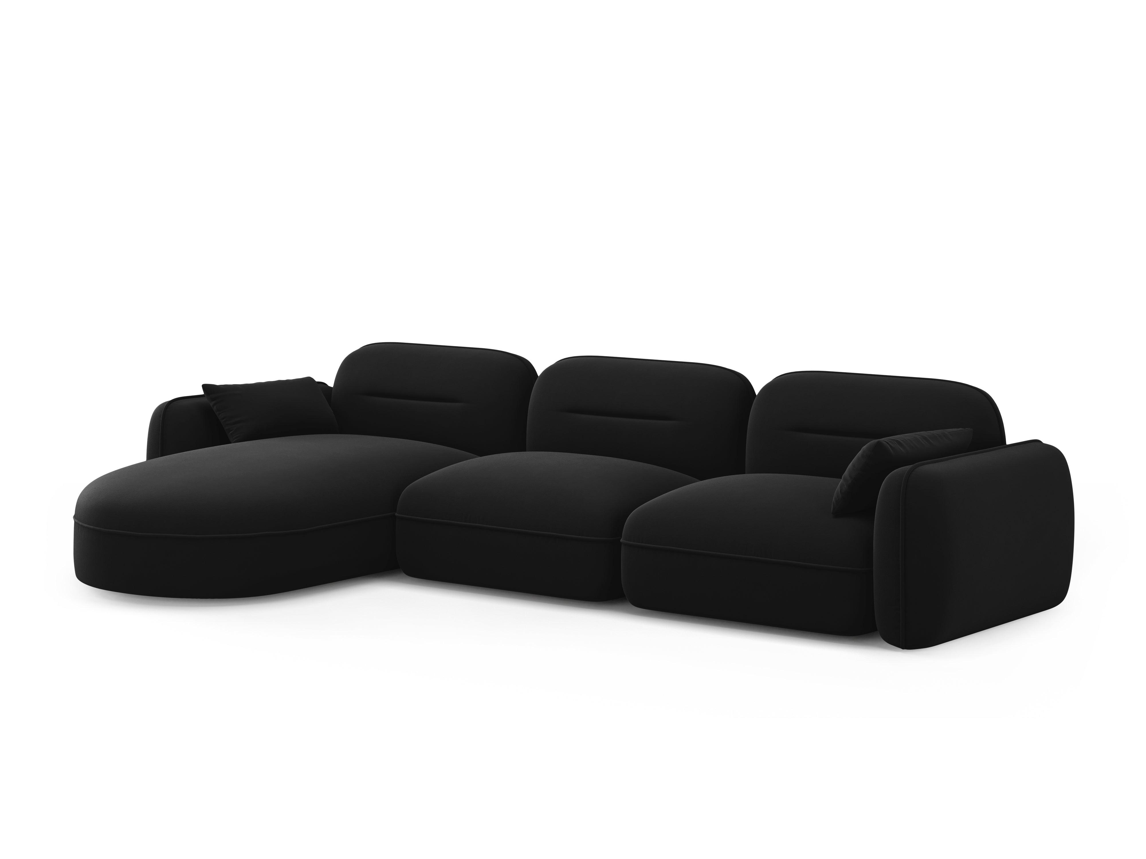 Narożnik modułowy aksamitny lewostronny 4-osobowy SYDNEY czarny Cosmopolitan Design Eye on Design