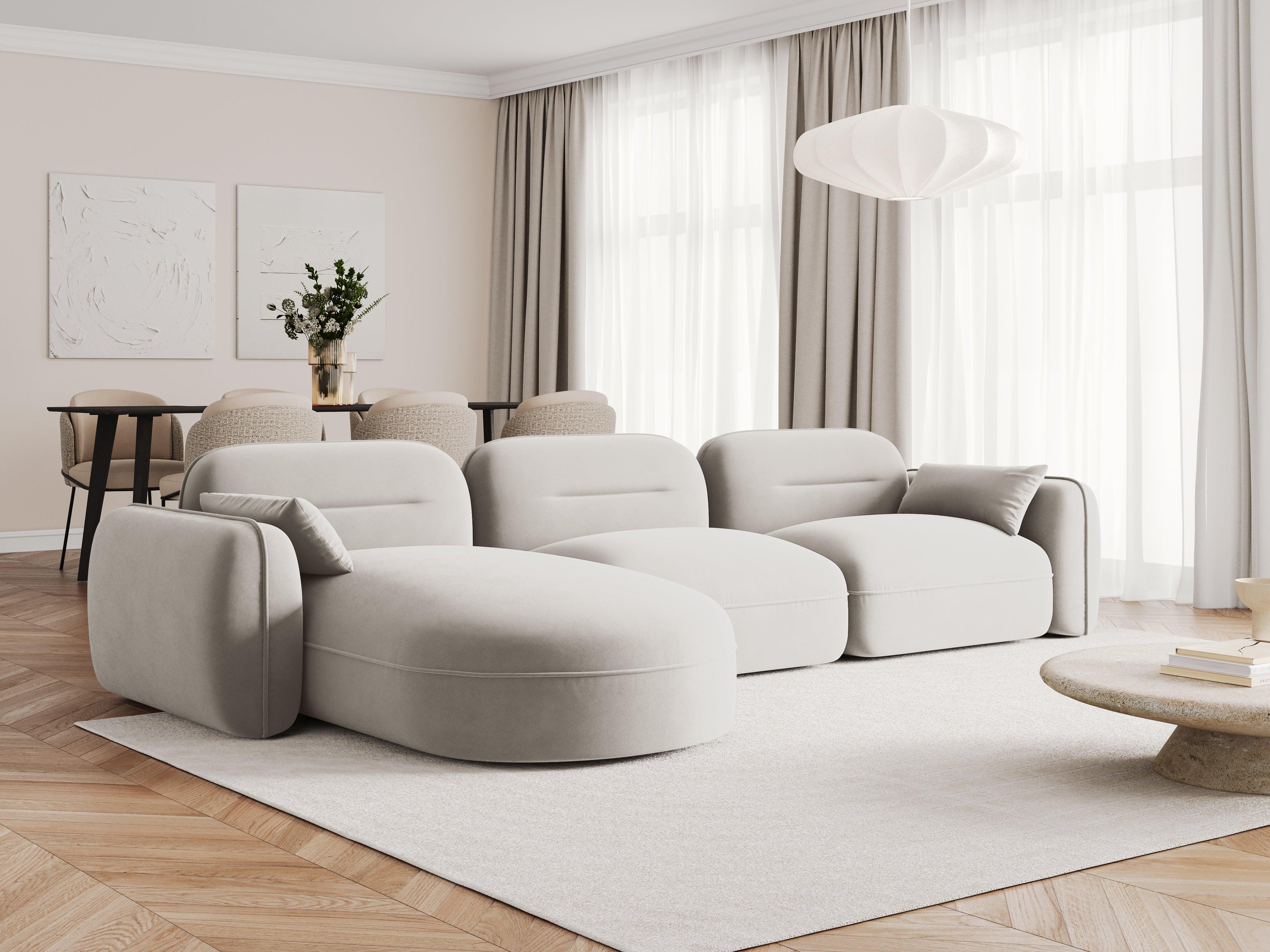 Narożnik modułowy aksamitny lewostronny 4-osobowy SYDNEY kość słoniowa Cosmopolitan Design Eye on Design