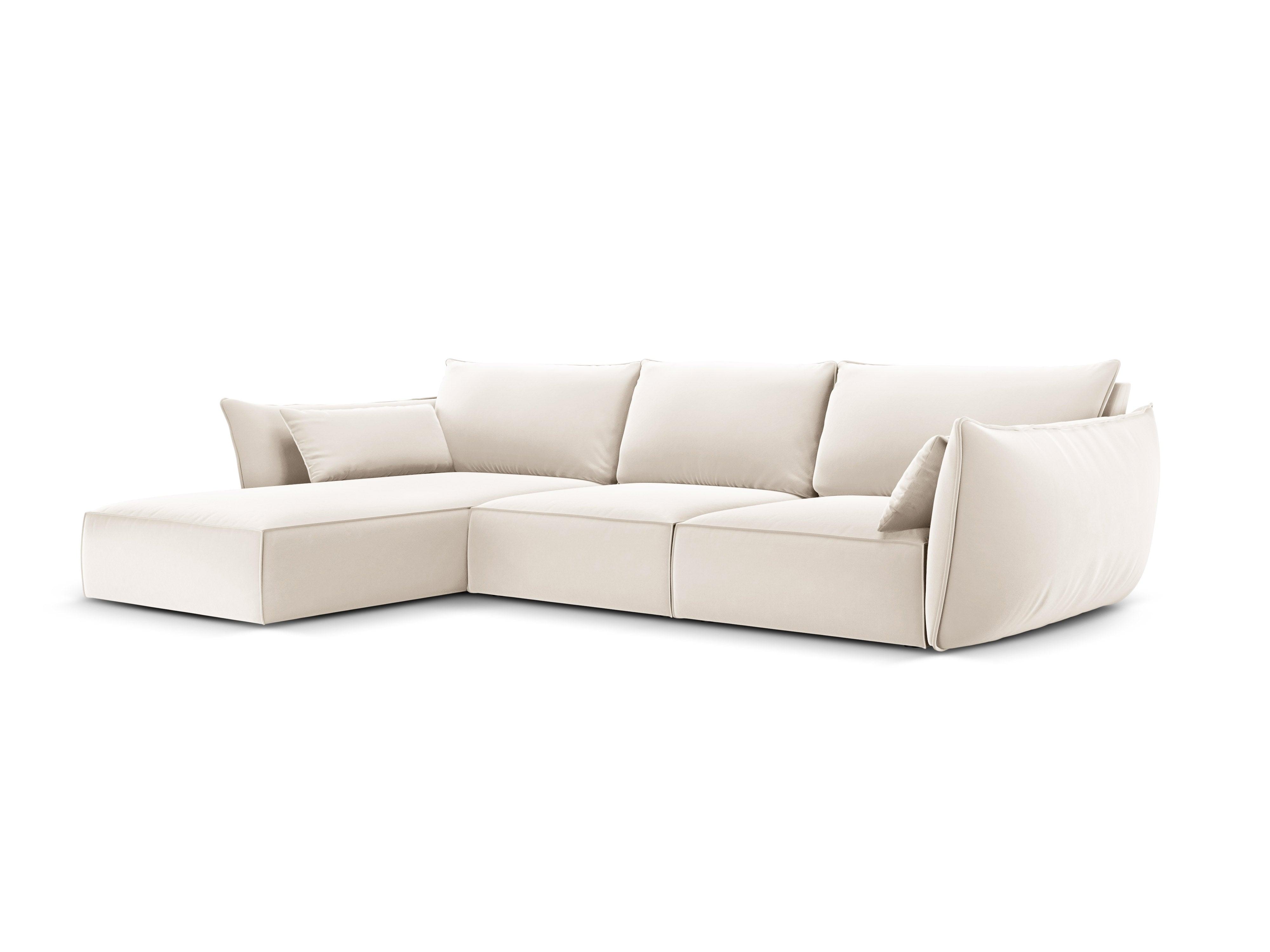 Narożnik aksamitny lewostronny 4-osobowy VANDA beżowy Mazzini Sofas Eye on Design