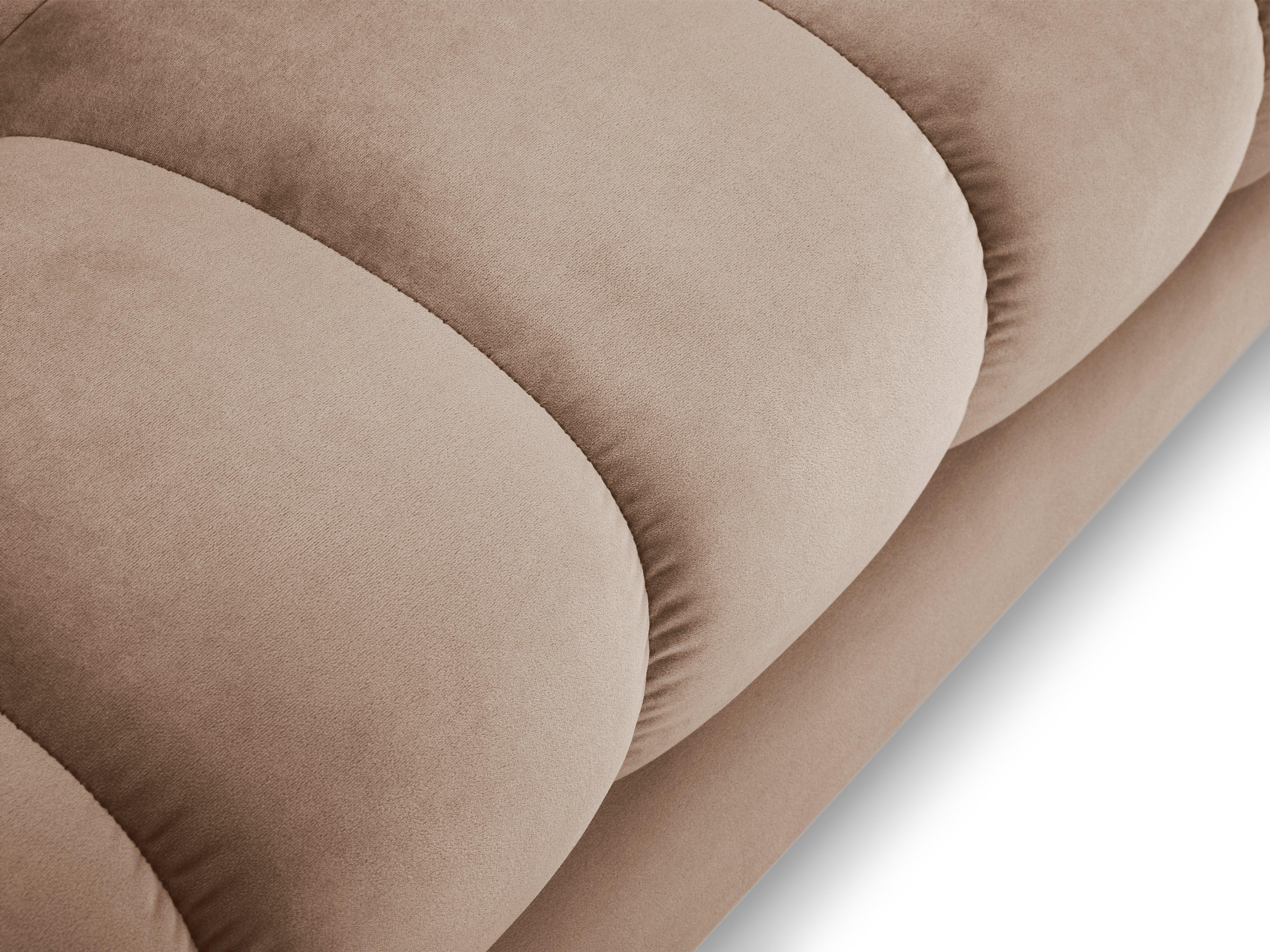 Narożnik aksamitny lewostronny BALI beżowy ze złotą podstawą Cosmopolitan Design Eye on Design