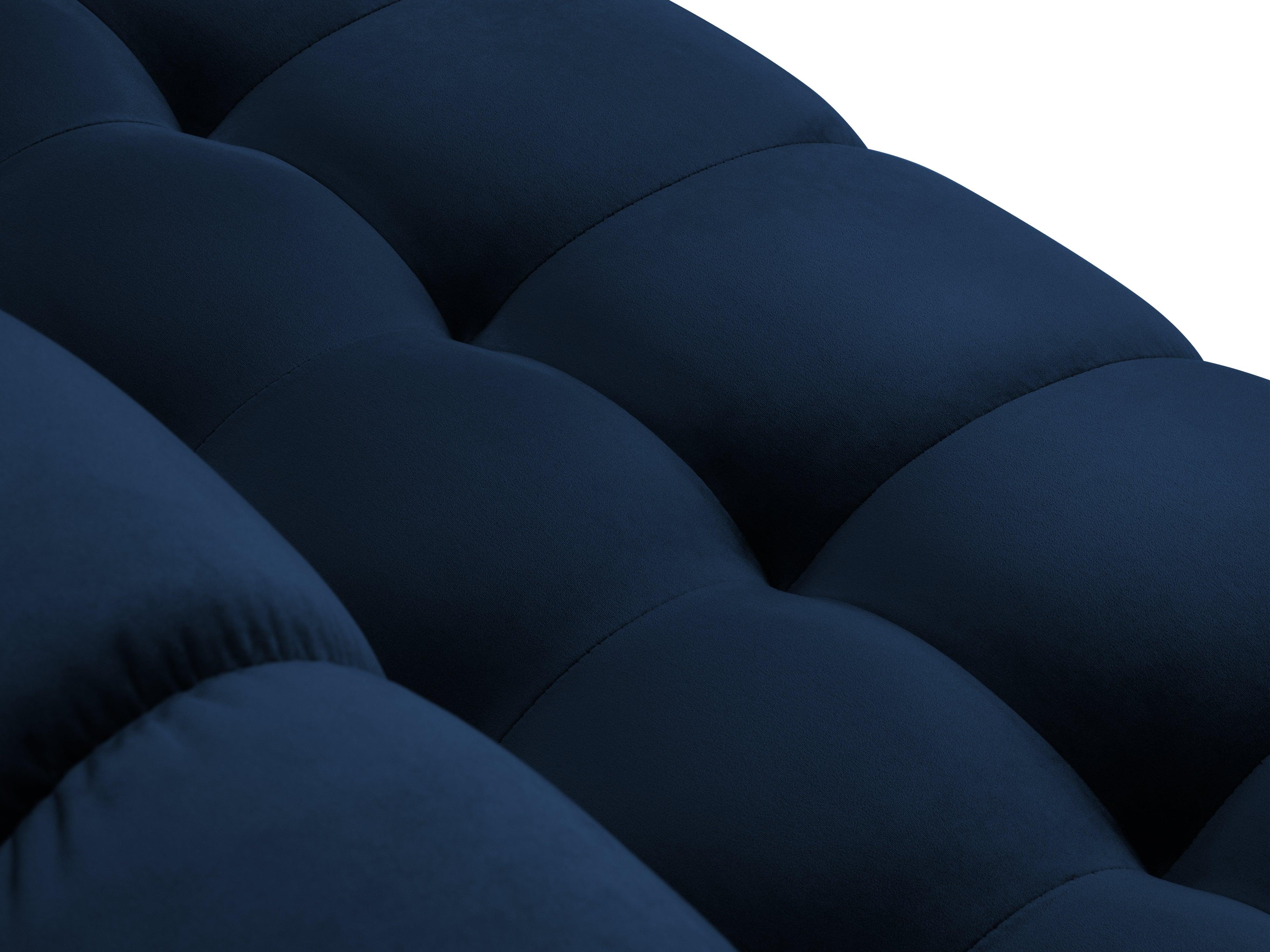 Narożnik aksamitny lewostronny BALI granat królewski ze złotą podstawą Cosmopolitan Design Eye on Design