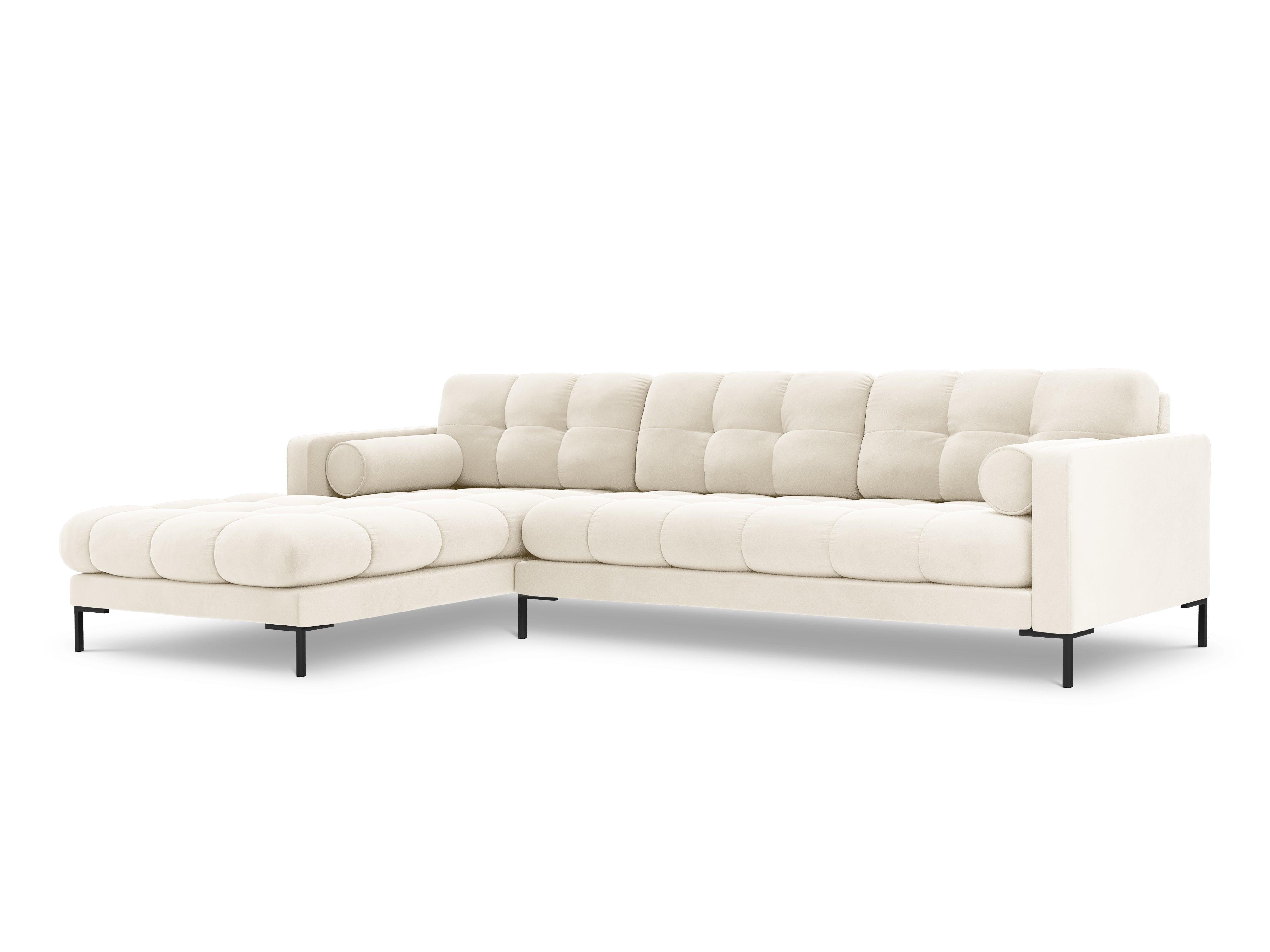 Narożnik aksamitny lewostronny BALI jasnobeżowy z czarną podstawą Cosmopolitan Design Eye on Design