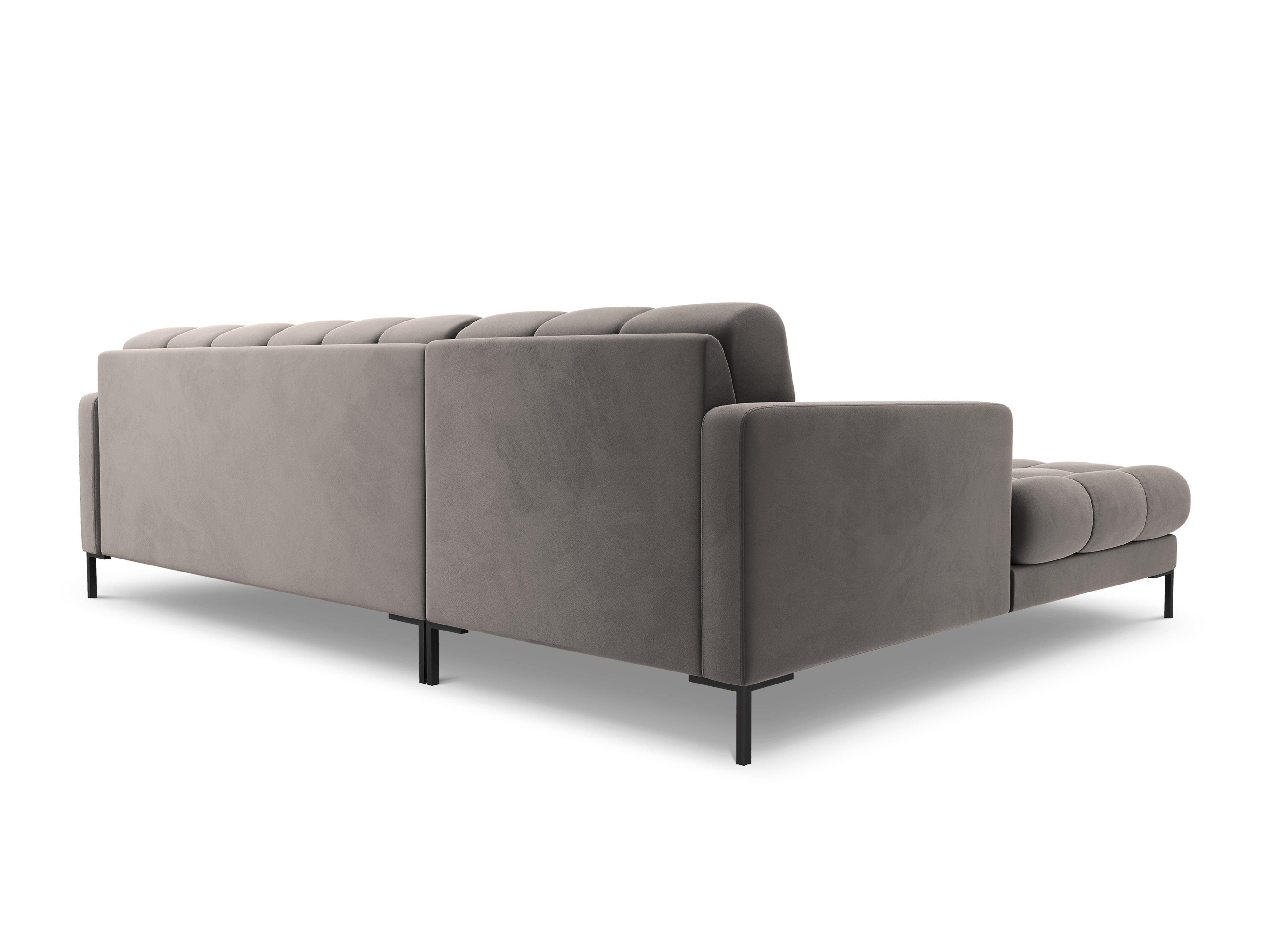 Narożnik aksamitny lewostronny BALI jasnoszary z czarną podstawą Cosmopolitan Design Eye on Design