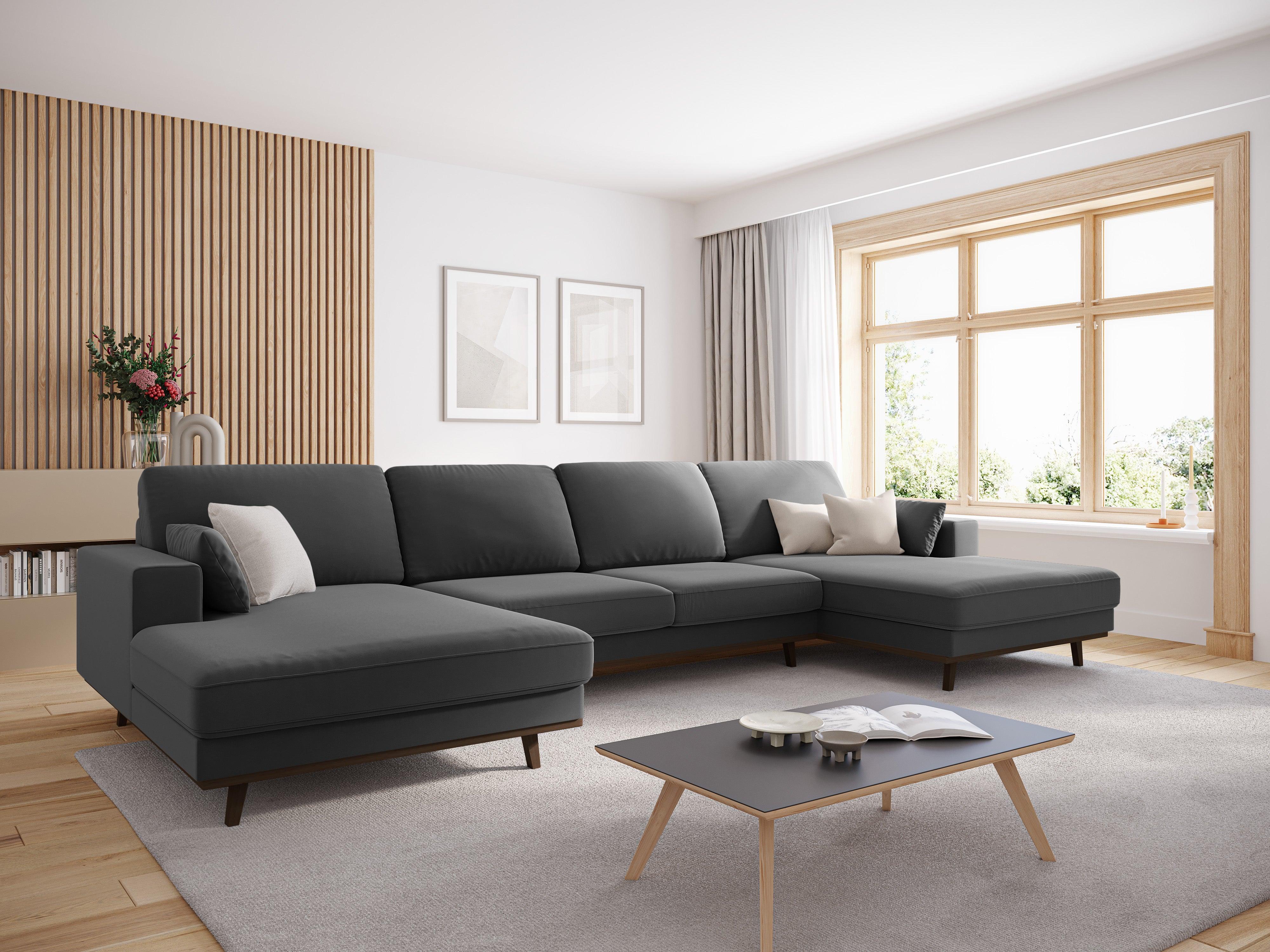 Narożnik aksamitny panoramiczny HEBE ciemnoszary Mazzini Sofas Eye on Design