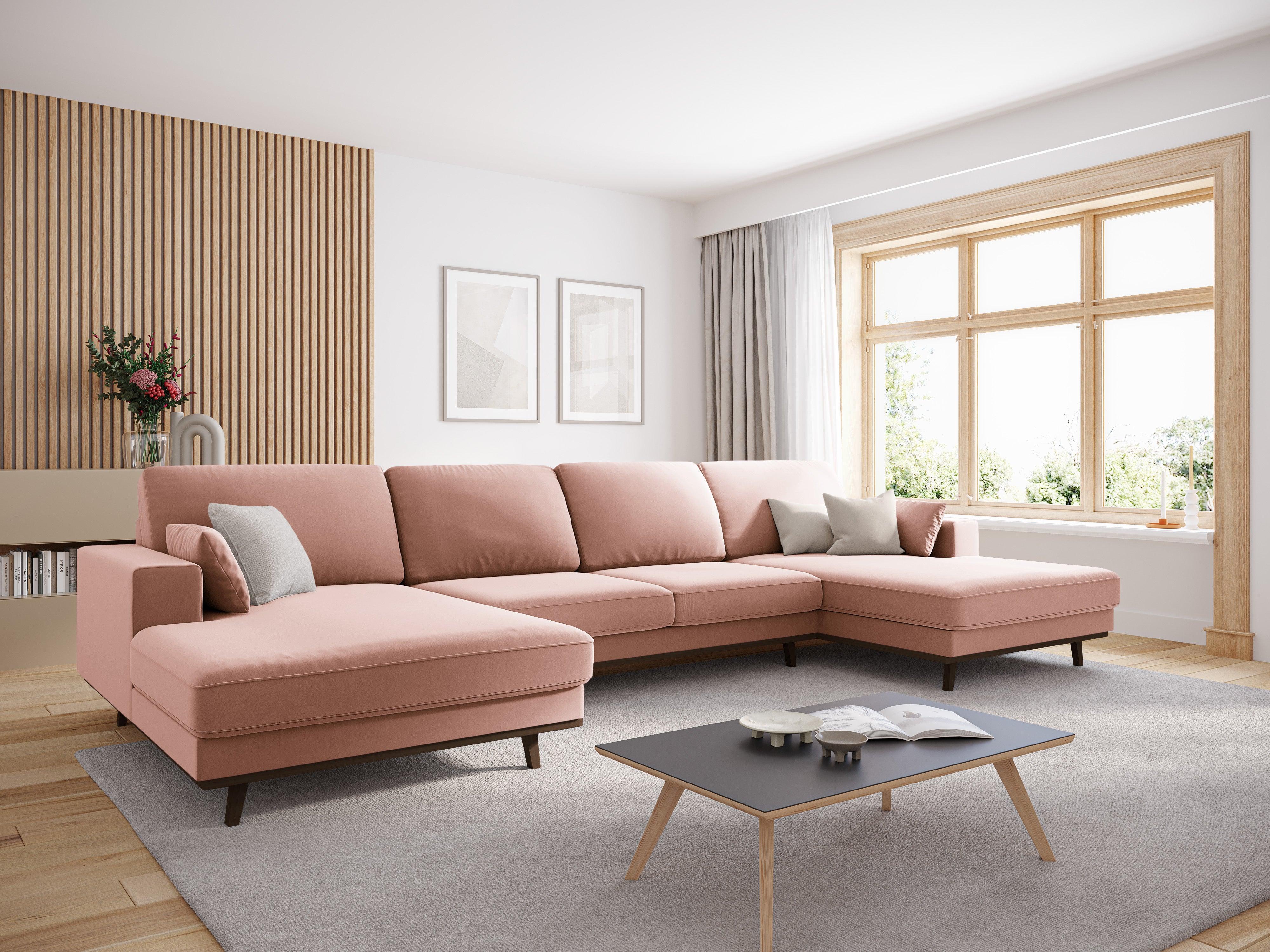 Narożnik aksamitny panoramiczny HEBE różowy Mazzini Sofas Eye on Design