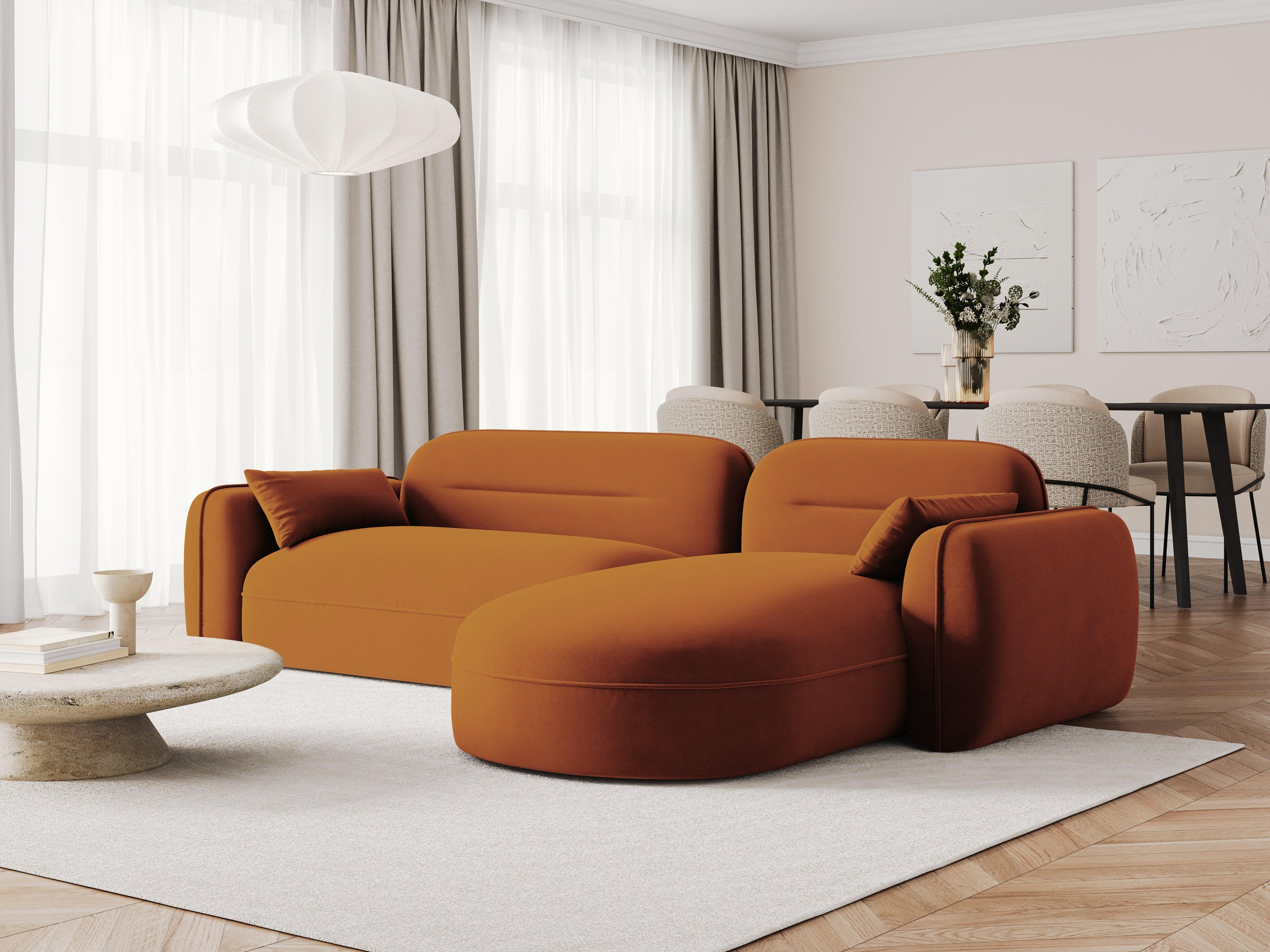 Narożnik modułowy aksamitny prawostronny 3,5-osobowy SYDNEY terracotta Cosmopolitan Design Eye on Design