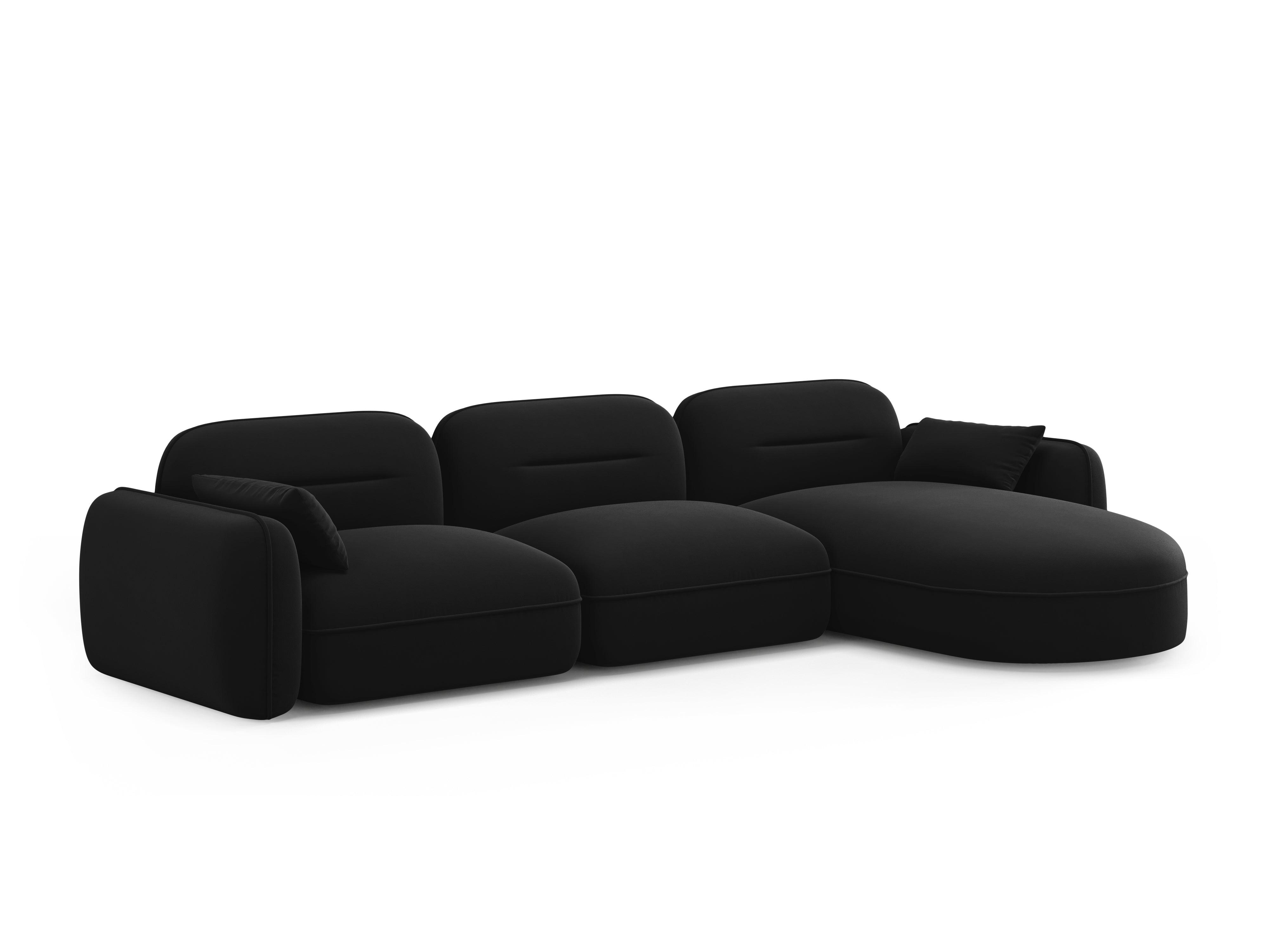 Narożnik modułowy aksamitny prawostronny 4-osobowy SYDNEY czarny Cosmopolitan Design Eye on Design