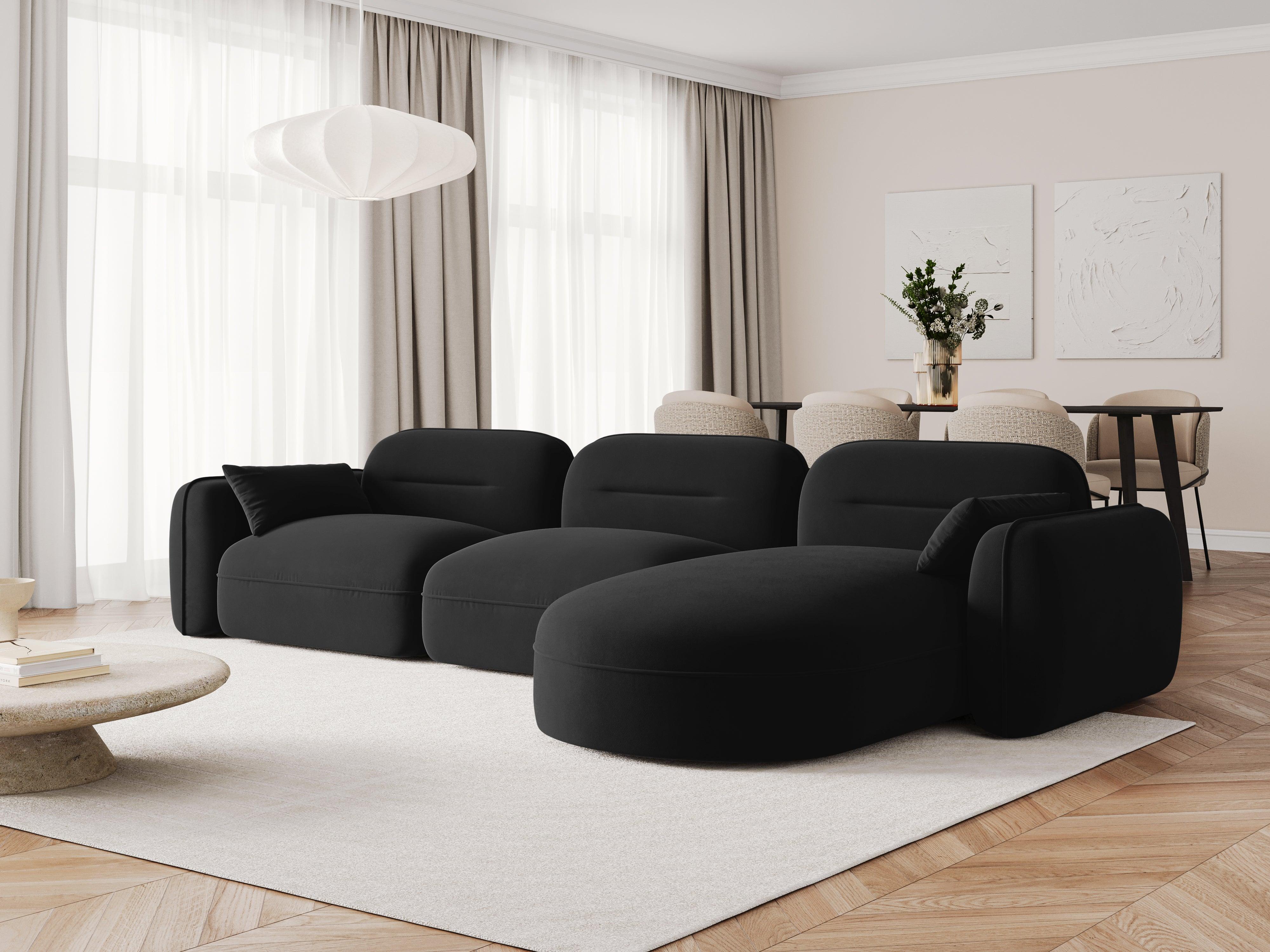 Narożnik modułowy aksamitny prawostronny 4-osobowy SYDNEY czarny Cosmopolitan Design Eye on Design
