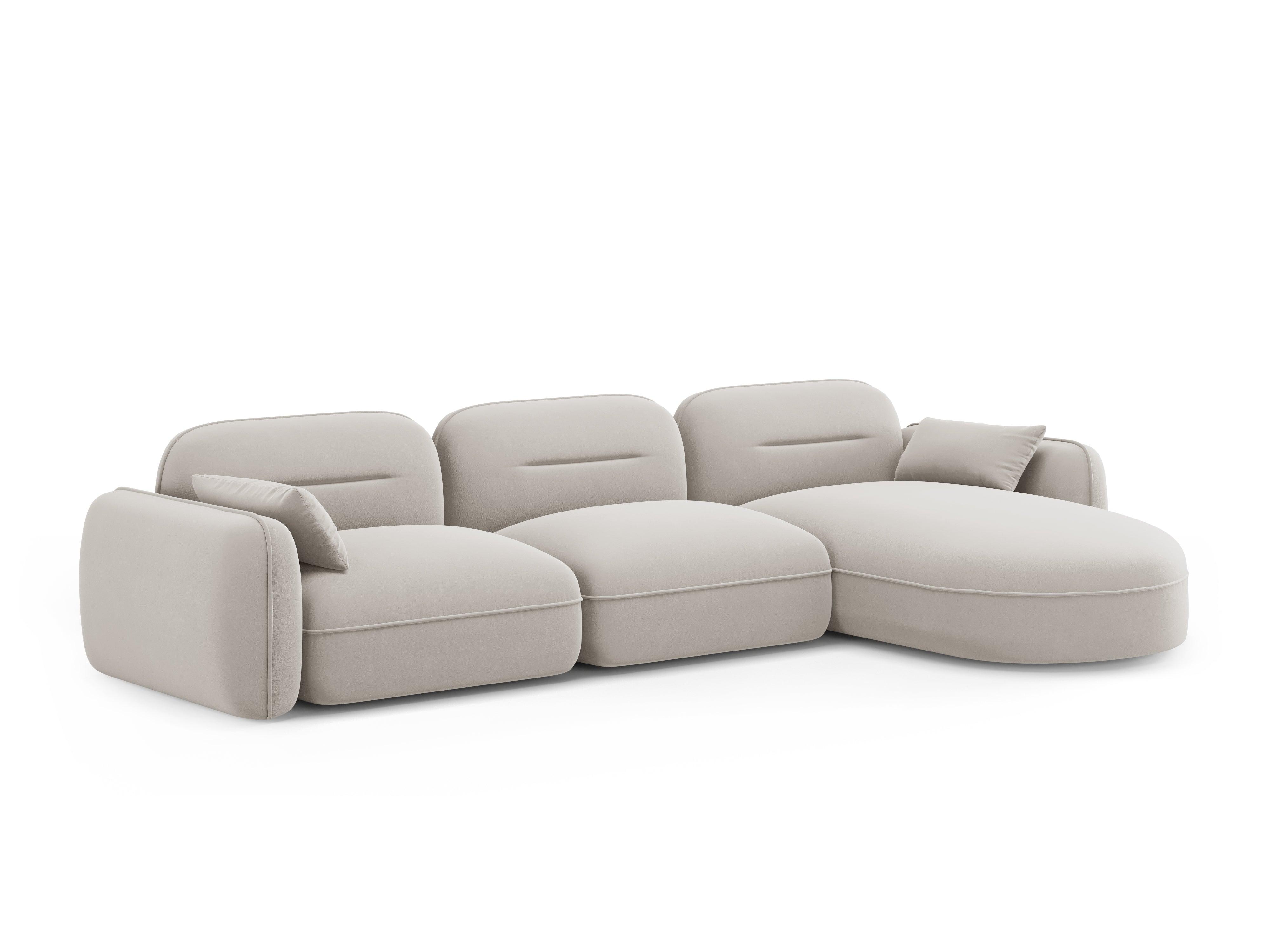 Narożnik modułowy aksamitny prawostronny 4-osobowy SYDNEY kość słoniowa Cosmopolitan Design Eye on Design