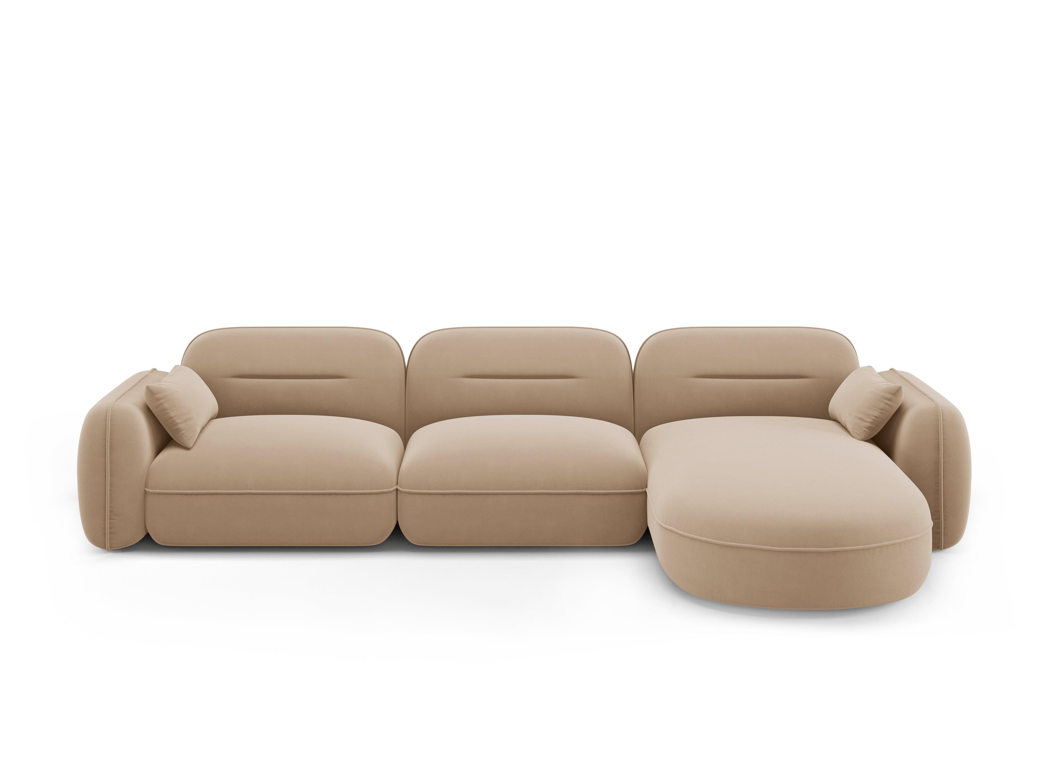 Narożnik modułowy aksamitny prawostronny 4-osobowy SYDNEY piaskowa Cosmopolitan Design Eye on Design