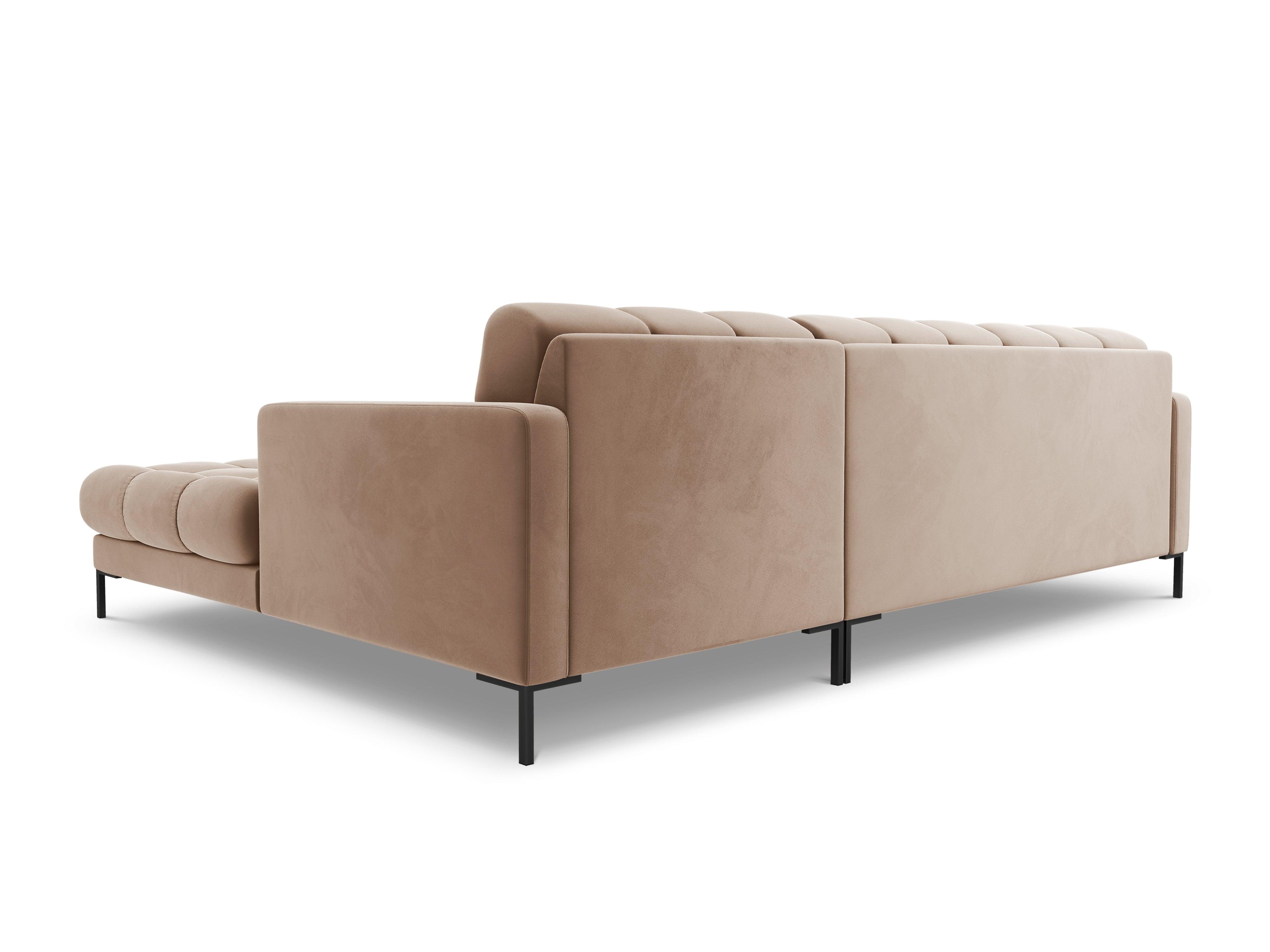 Narożnik aksamitny prawostronny BALI beżowy z czarną podstawą Cosmopolitan Design Eye on Design