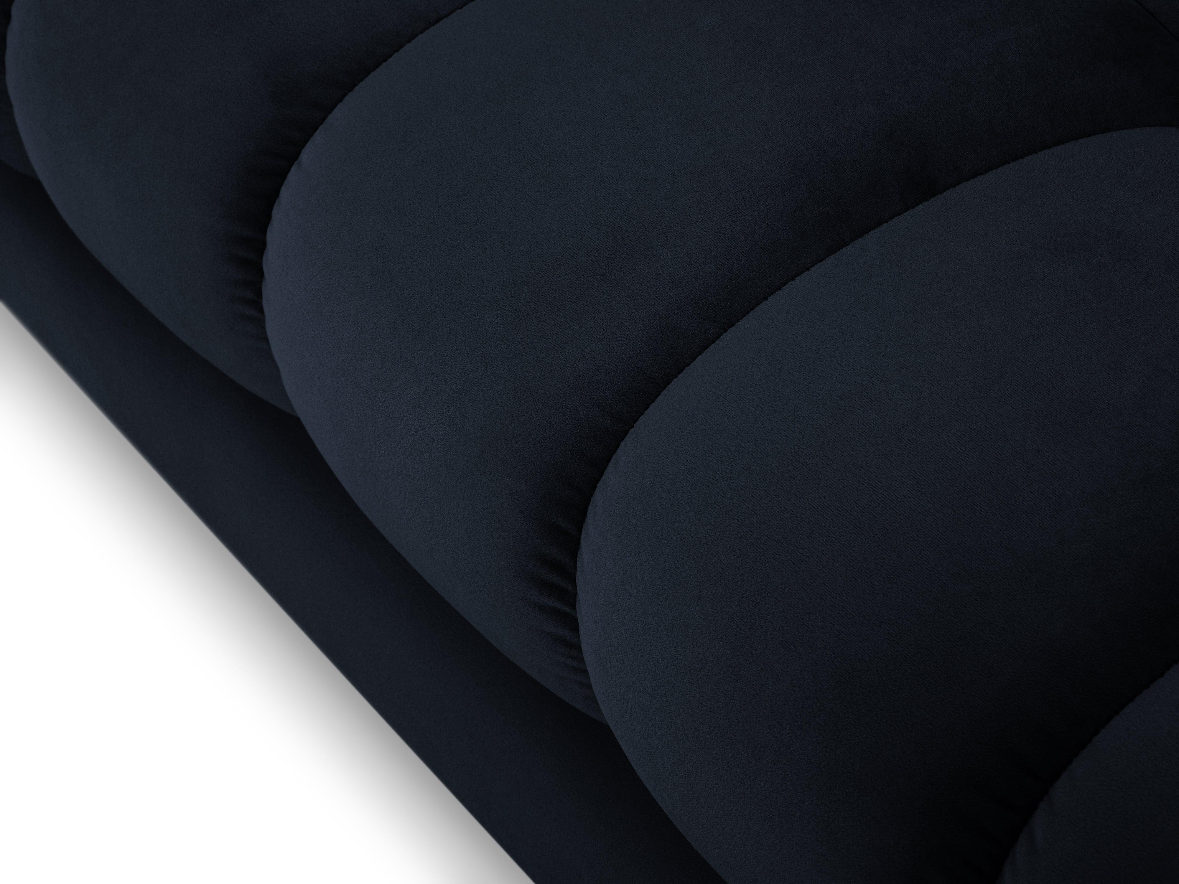 Narożnik aksamitny prawostronny BALI ciemnoniebieski z czarną podstawą Cosmopolitan Design Eye on Design