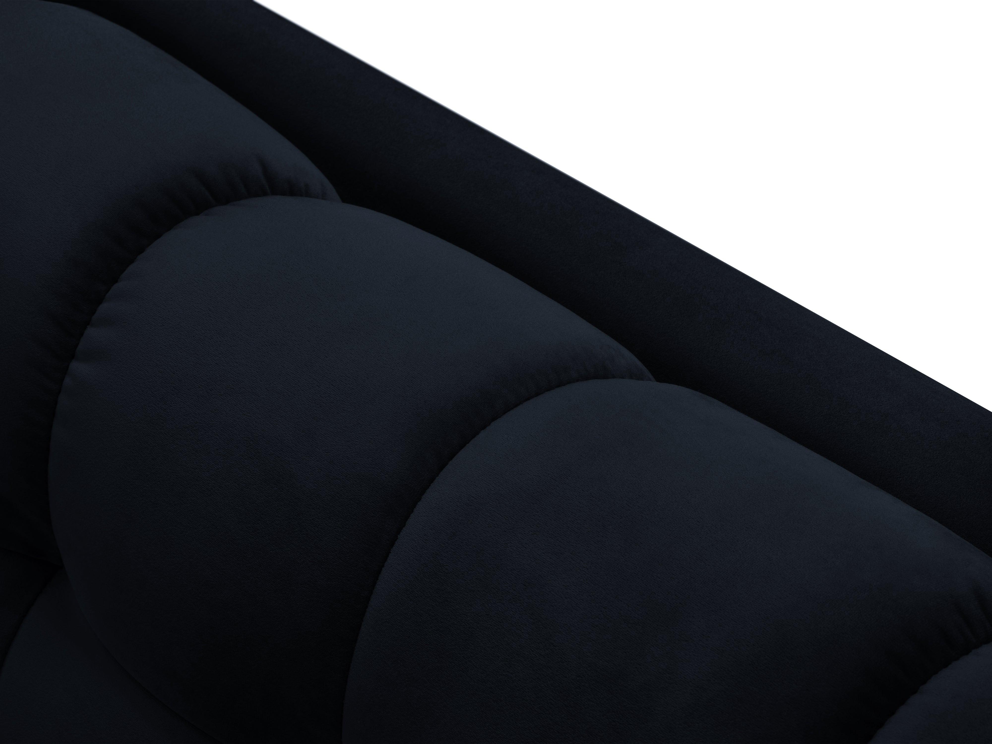 Narożnik aksamitny prawostronny BALI ciemnoniebieski z czarną podstawą Cosmopolitan Design Eye on Design