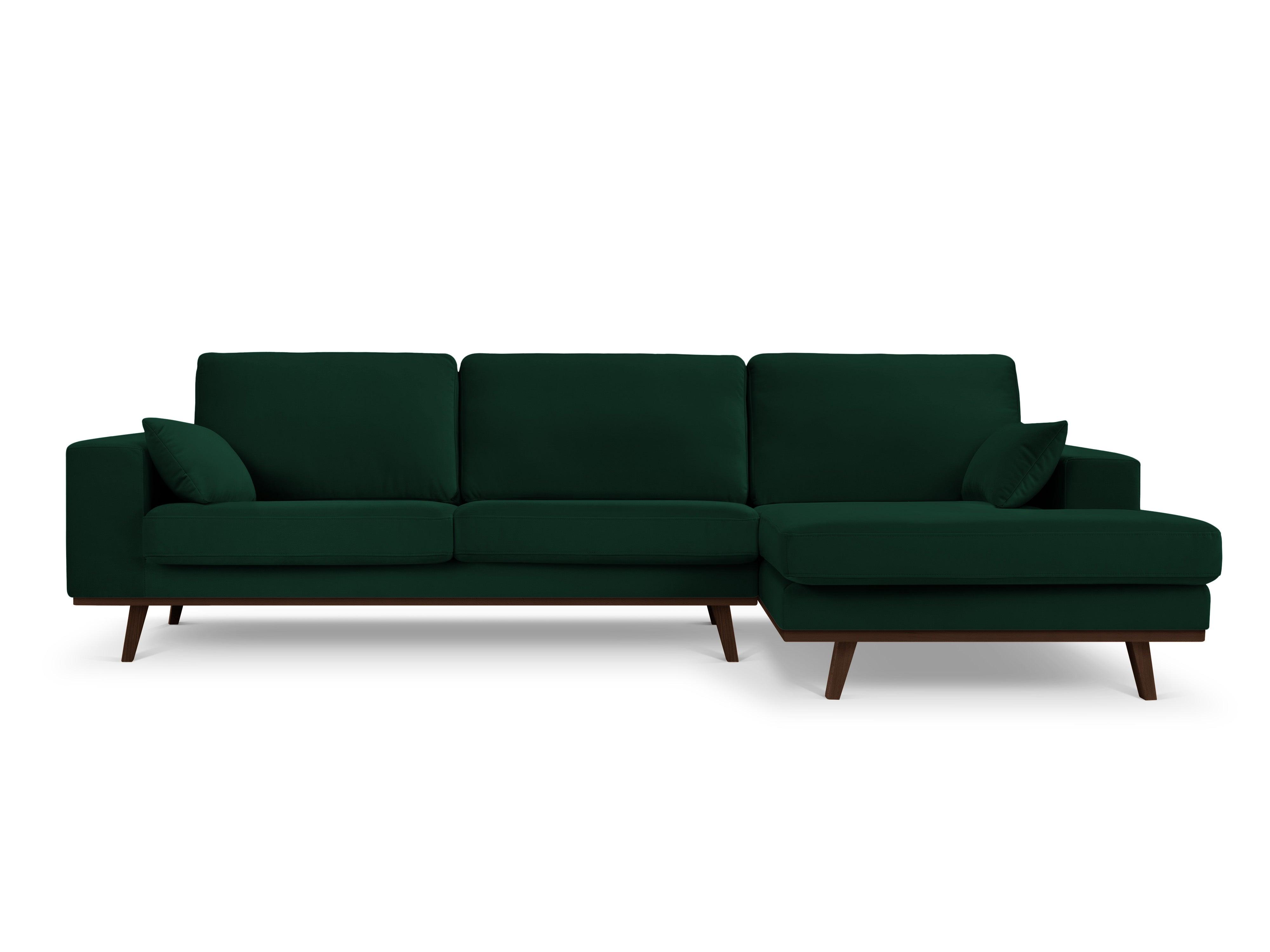 Narożnik aksamitny prawostronny HEBE butelkowa zieleń Mazzini Sofas Eye on Design