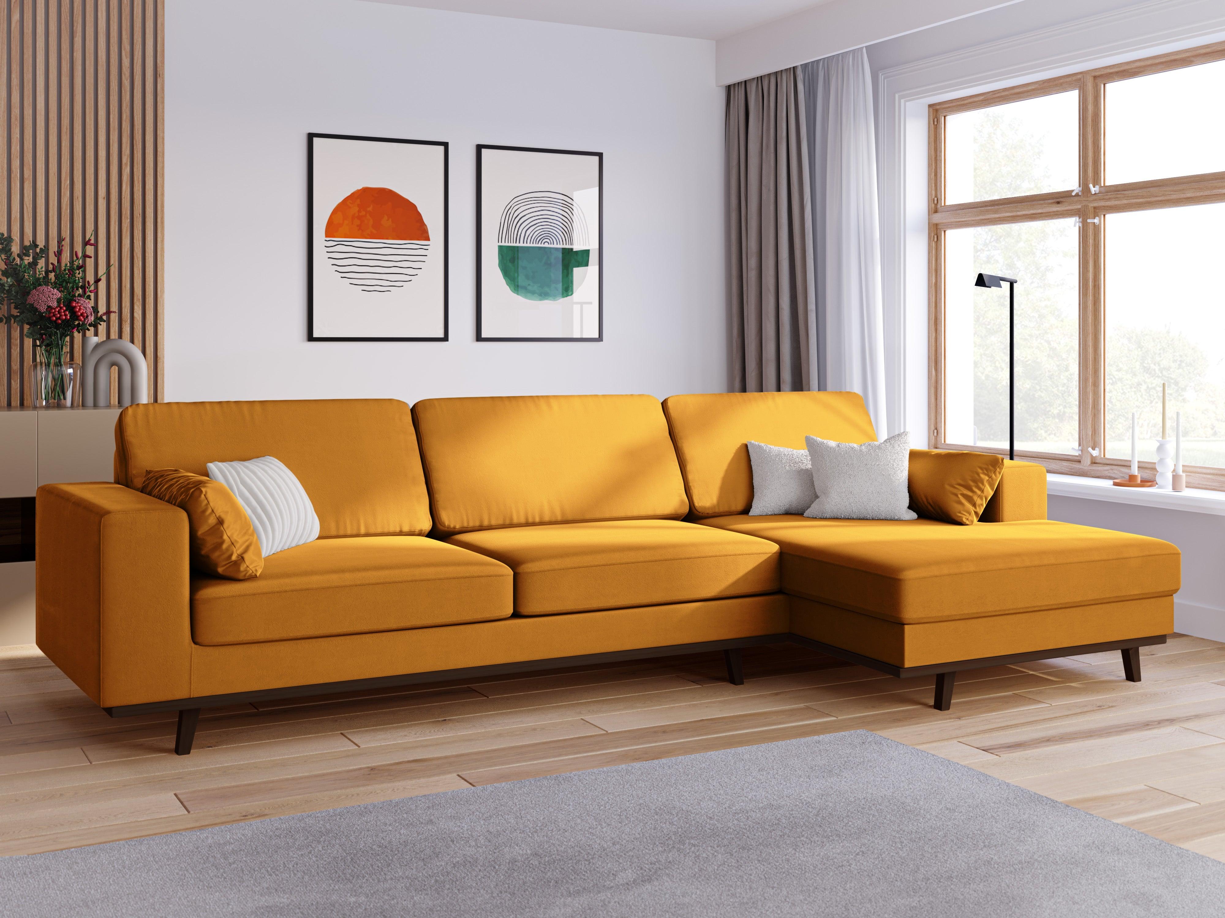 Narożnik aksamitny prawostronny HEBE żółty Mazzini Sofas Eye on Design