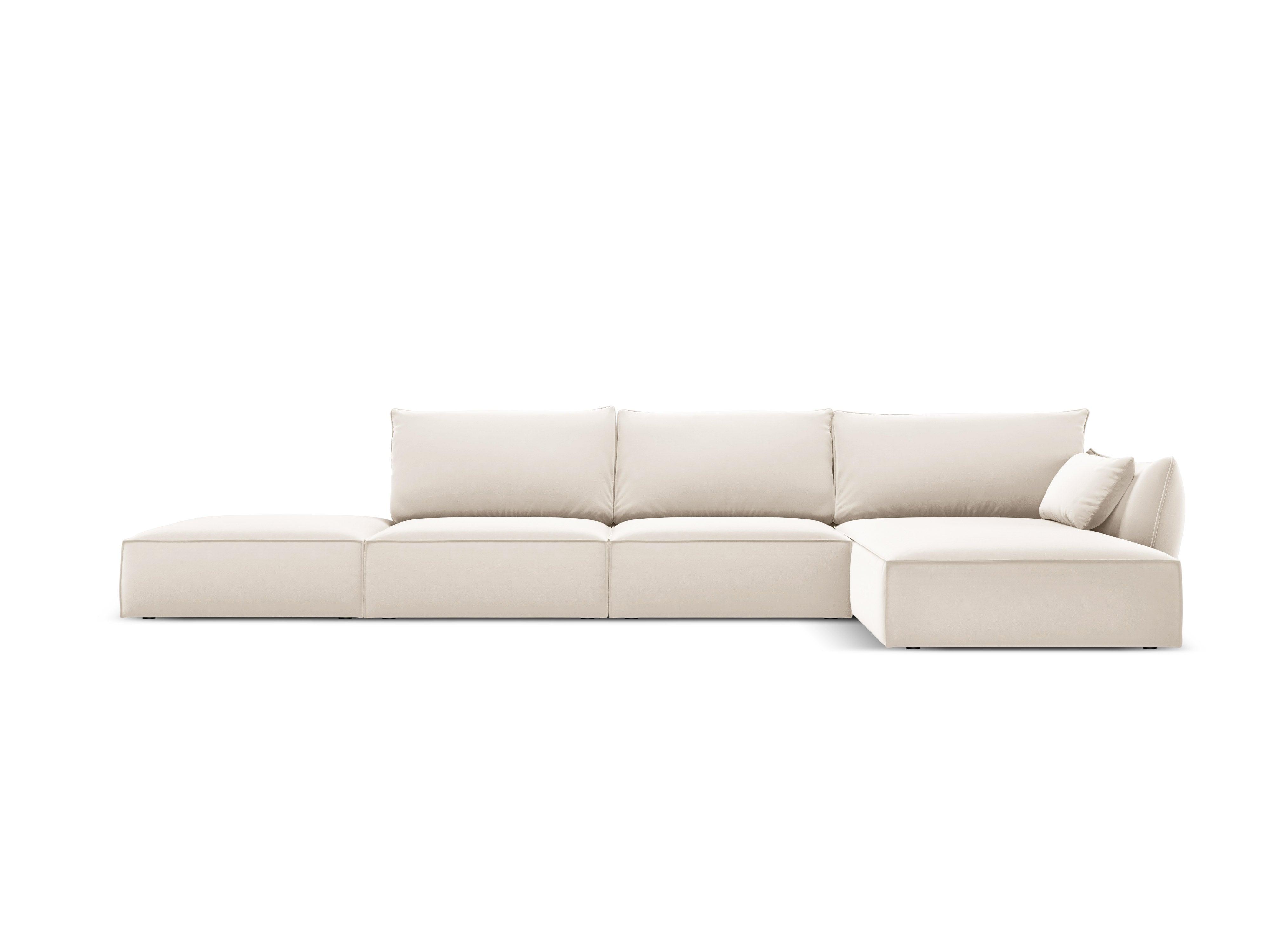 Narożnik aksamitny prawostronny otwarty VANDA beżowy Mazzini Sofas Eye on Design
