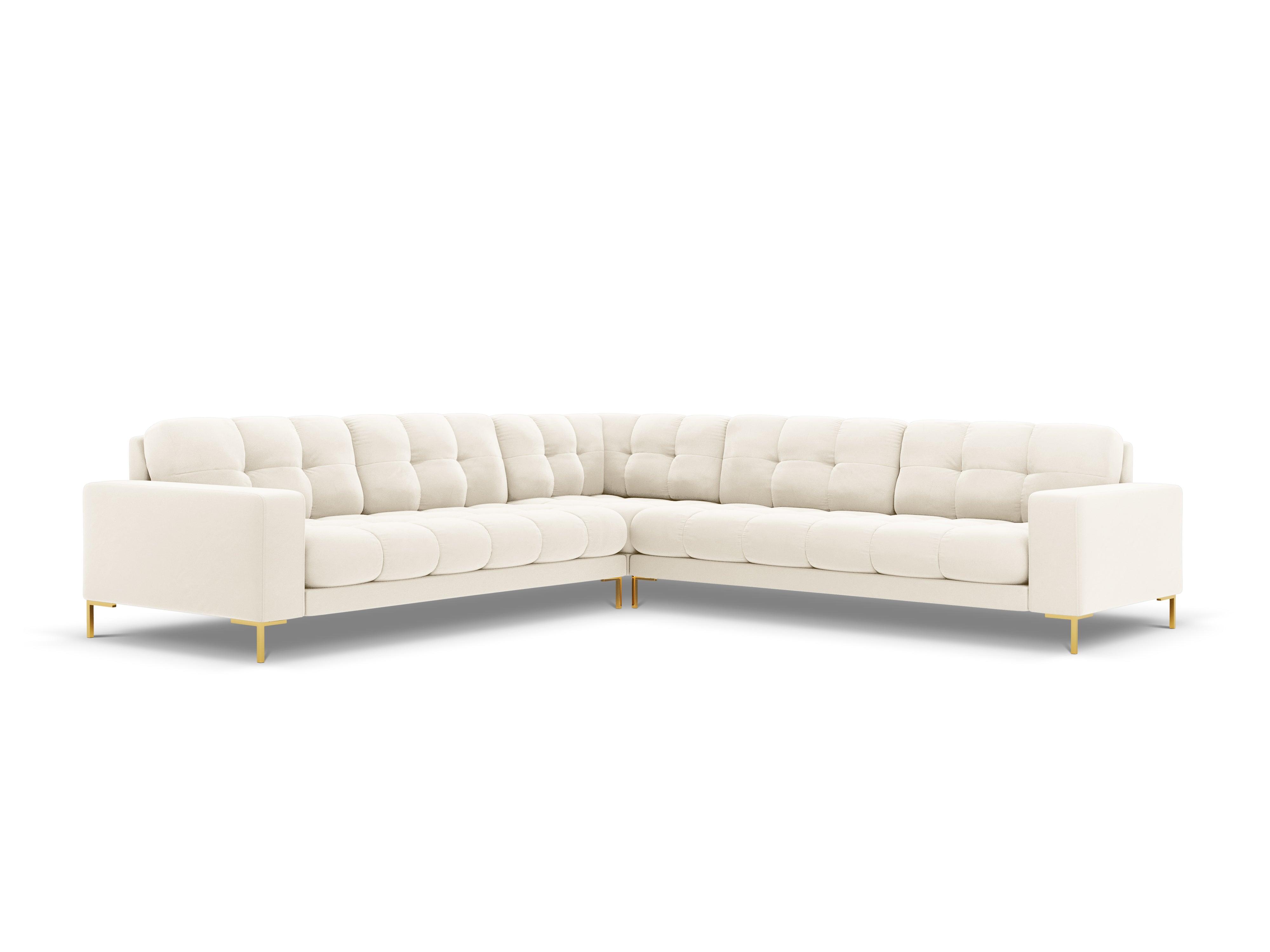 Narożnik aksamitny symetryczny BALI jasnobeżowy ze złotą podstawą Cosmopolitan Design Eye on Design