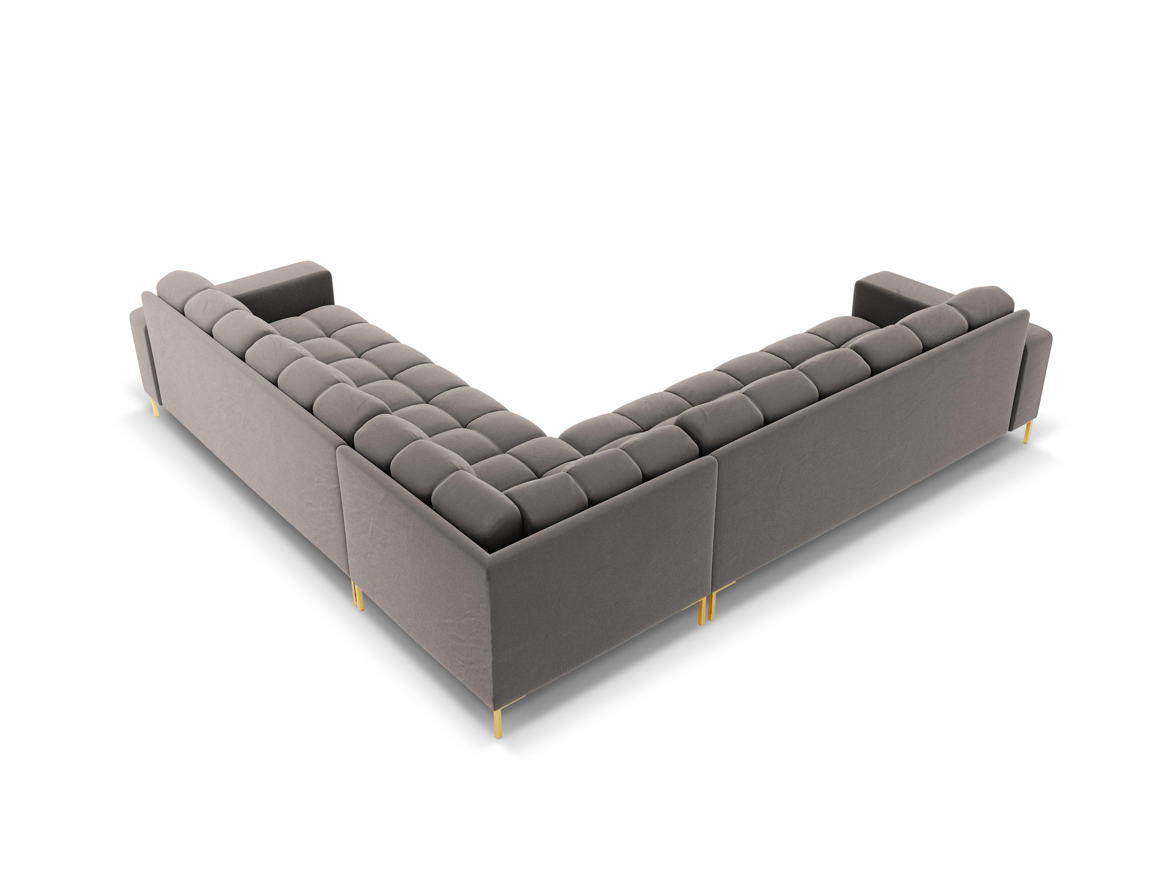 Narożnik aksamitny symetryczny BALI jasnoszary ze złotą podstawą Cosmopolitan Design Eye on Design