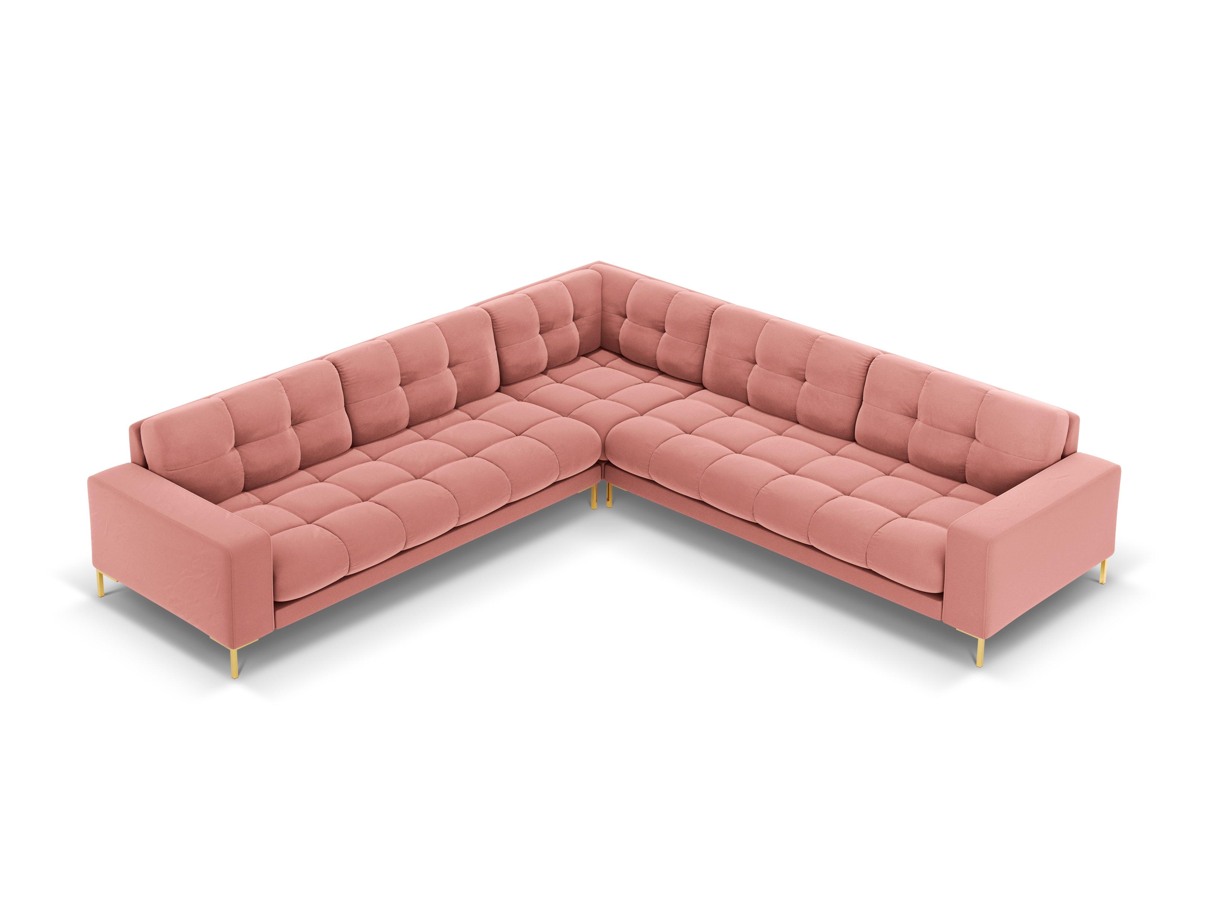 Narożnik aksamitny symetryczny BALI różowy ze złotą podstawą Cosmopolitan Design Eye on Design