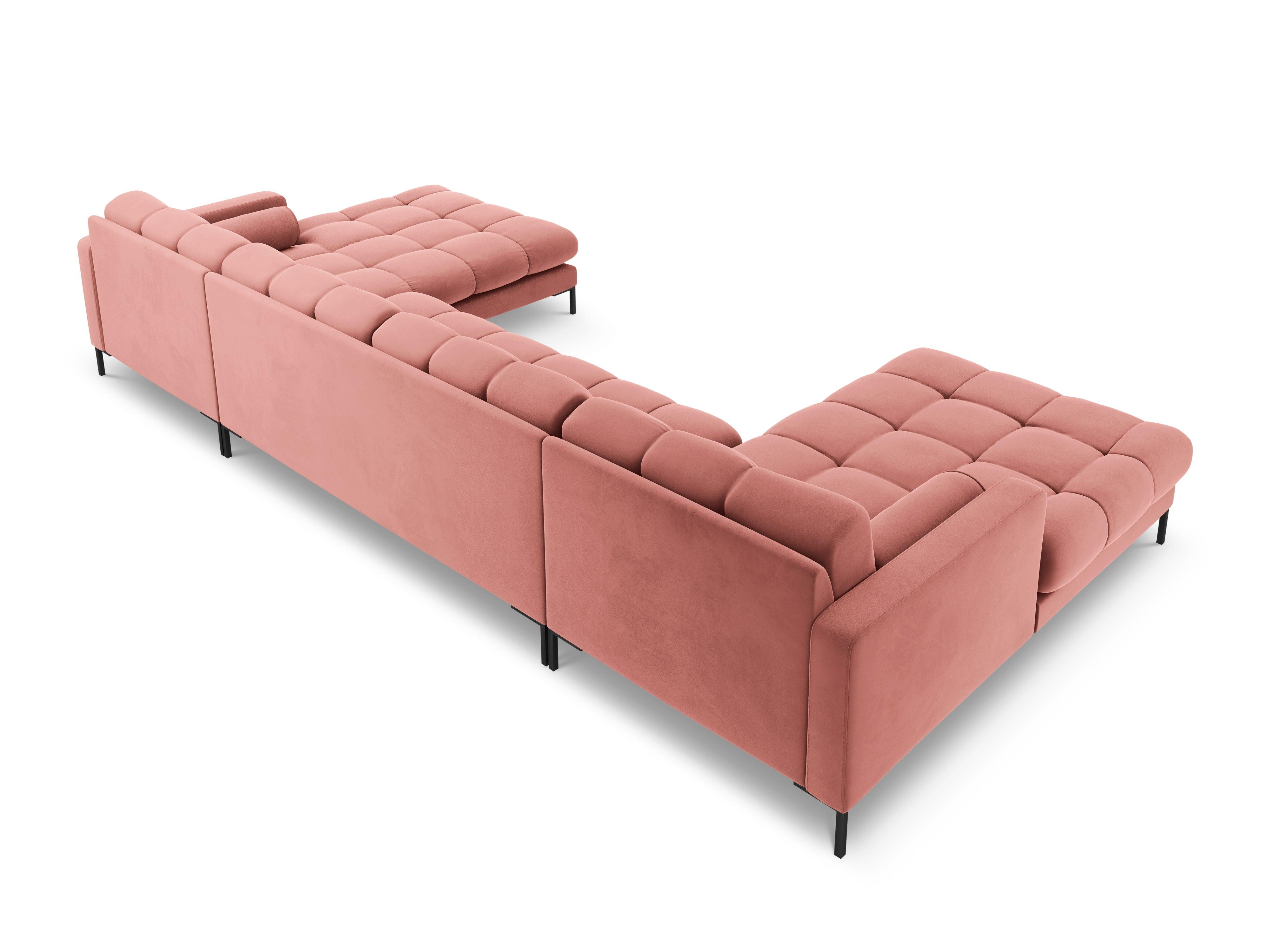 Narożnik aksamitny w kształcie U BALI różowy z czarną podstawą Cosmopolitan Design Eye on Design