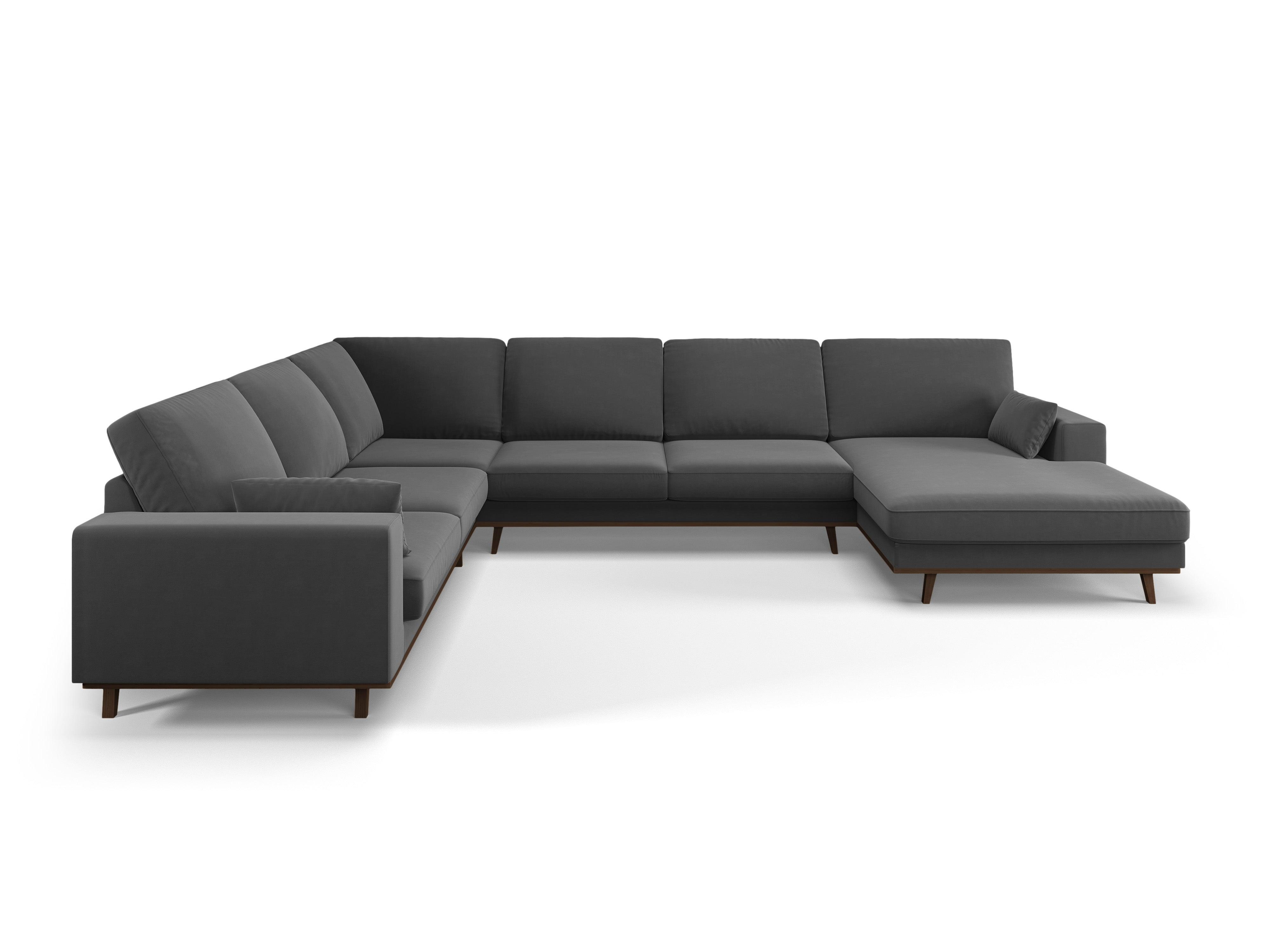 Narożnik lewostronny aksamitny panoramiczny HEBE ciemnoszary Mazzini Sofas Eye on Design