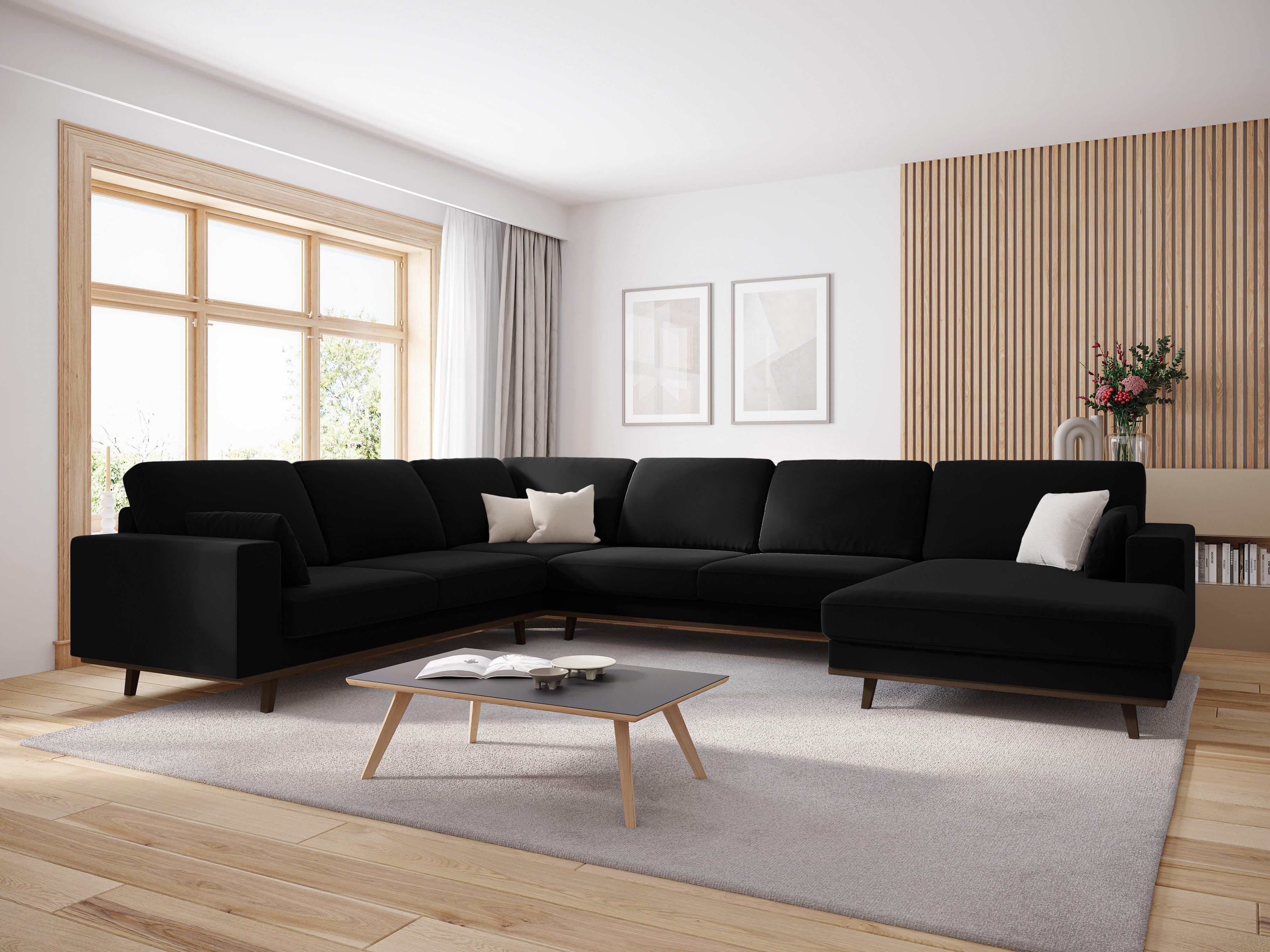 Narożnik lewostronny aksamitny panoramiczny HEBE czarny Mazzini Sofas Eye on Design