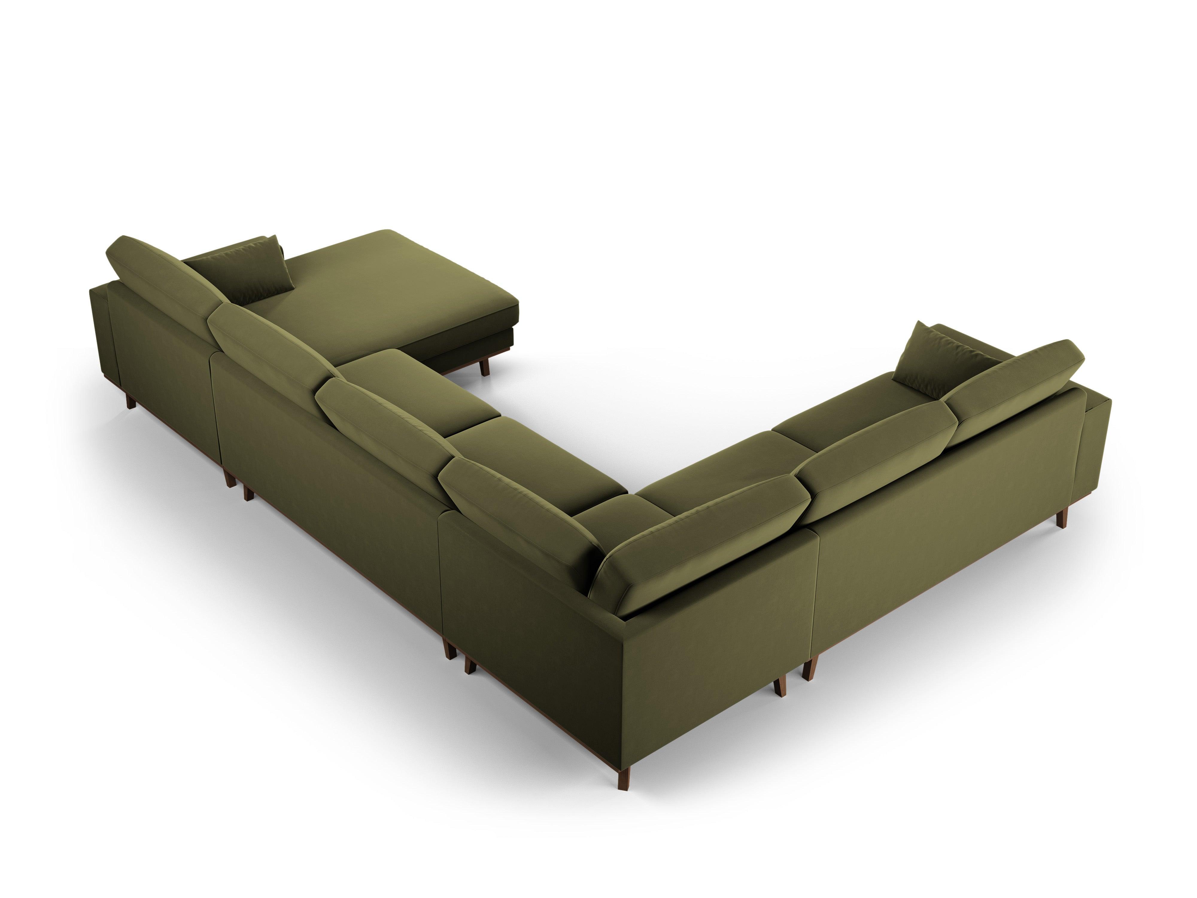Narożnik lewostronny aksamitny panoramiczny HEBE zielony Mazzini Sofas Eye on Design