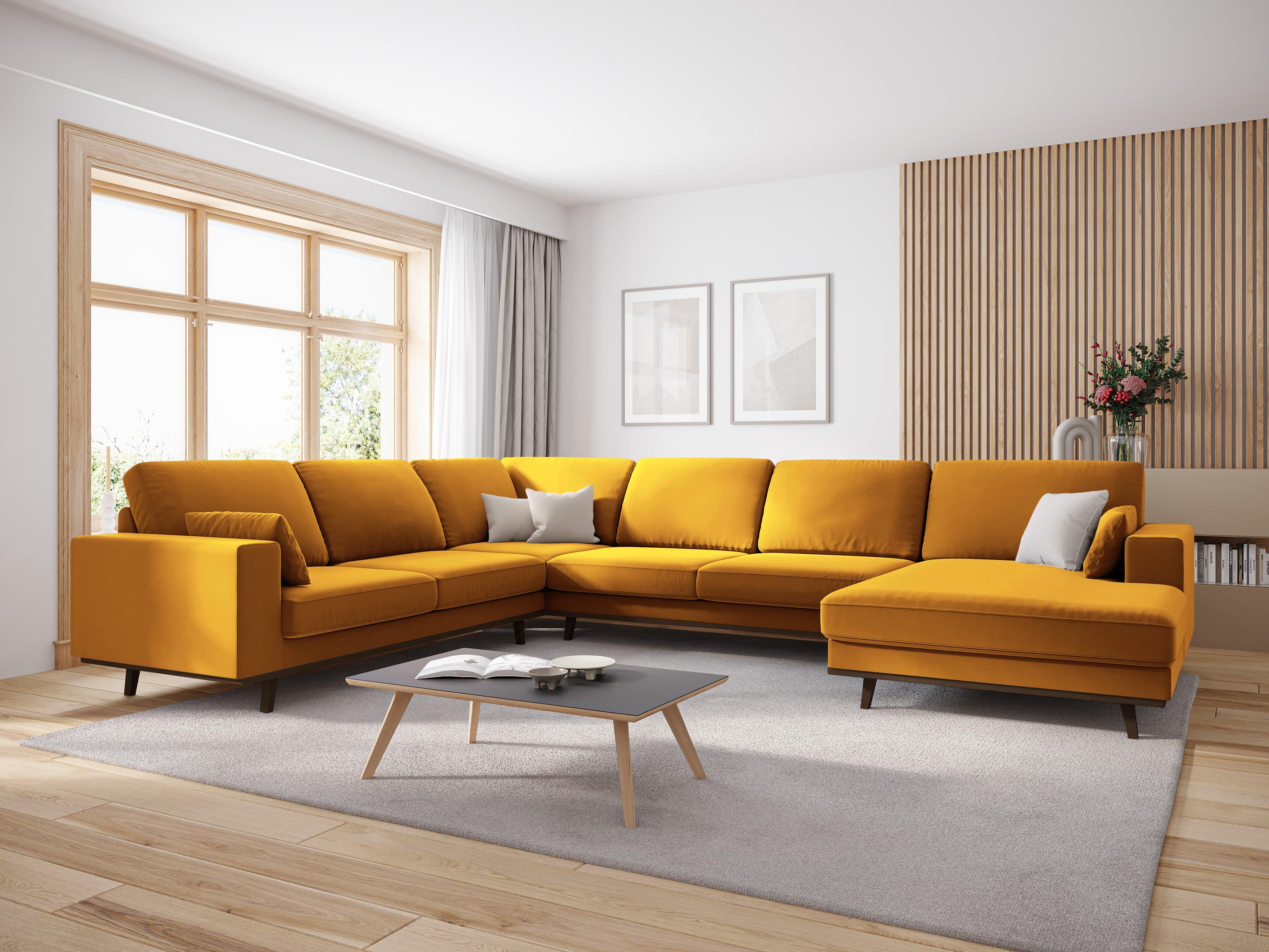 Narożnik lewostronny aksamitny panoramiczny HEBE żółty Mazzini Sofas Eye on Design