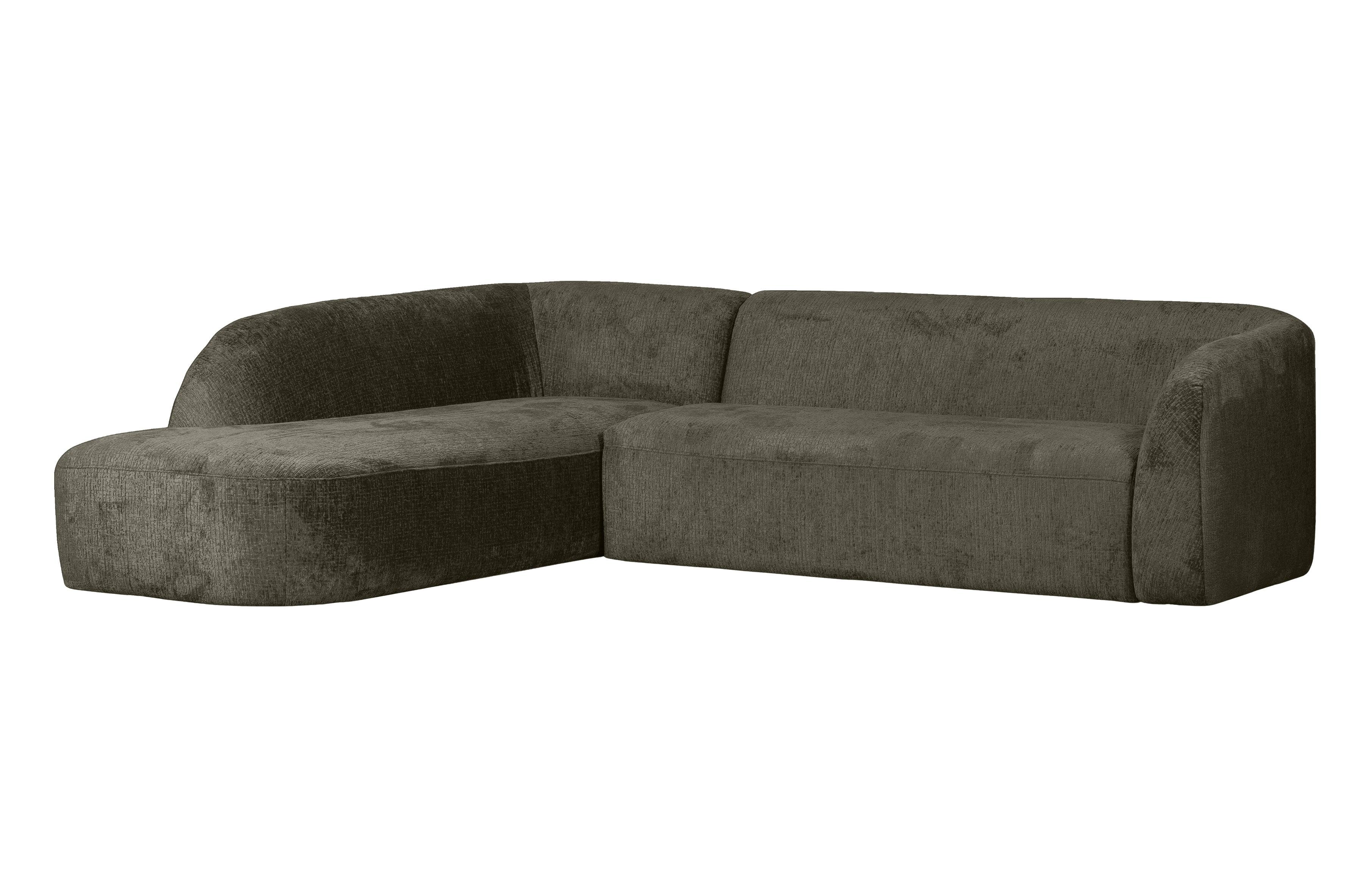 Narożnik lewostronny aksamitny SLOPING szarozielony Be Pure Eye on Design