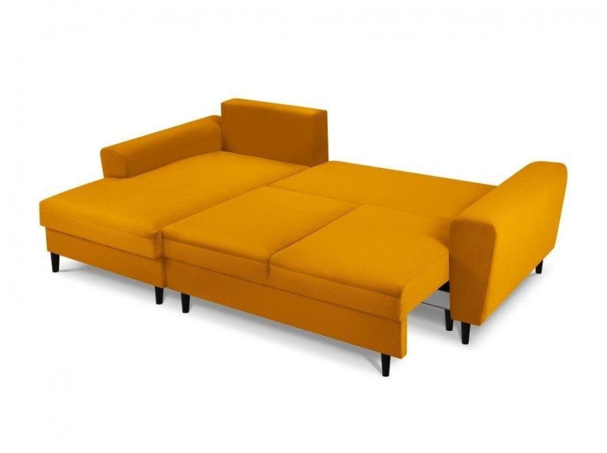 Narożnik lewostronny sztruksowy z funkcją spania KYOTO żółty Cosmopolitan Design Eye on Design