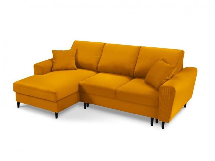 Narożnik lewostronny sztruksowy z funkcją spania KYOTO żółty Cosmopolitan Design Eye on Design