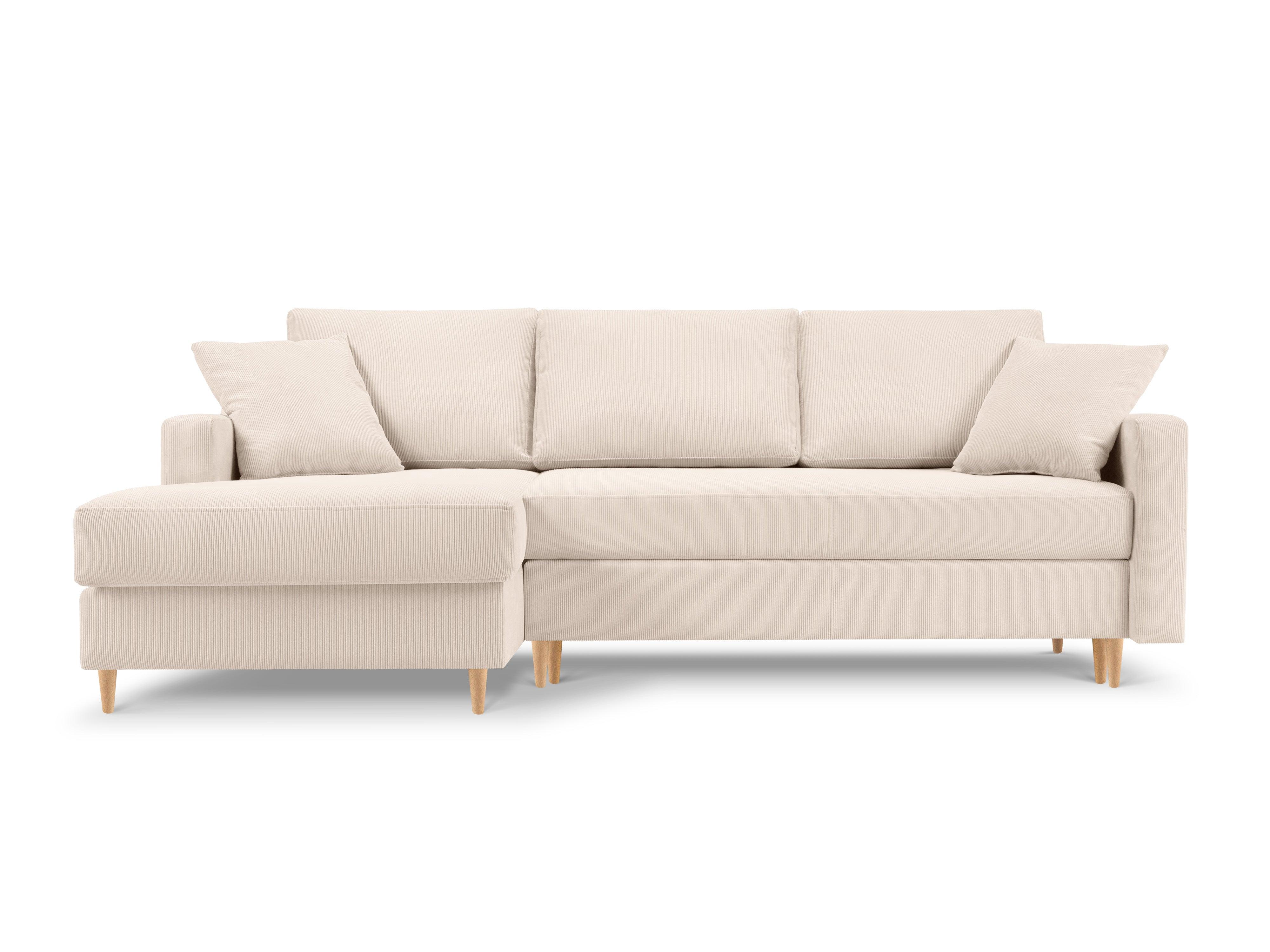 Narożnik lewostronny sztruksowy z funkcją spania ROSE beżowy Mazzini Sofas Eye on Design