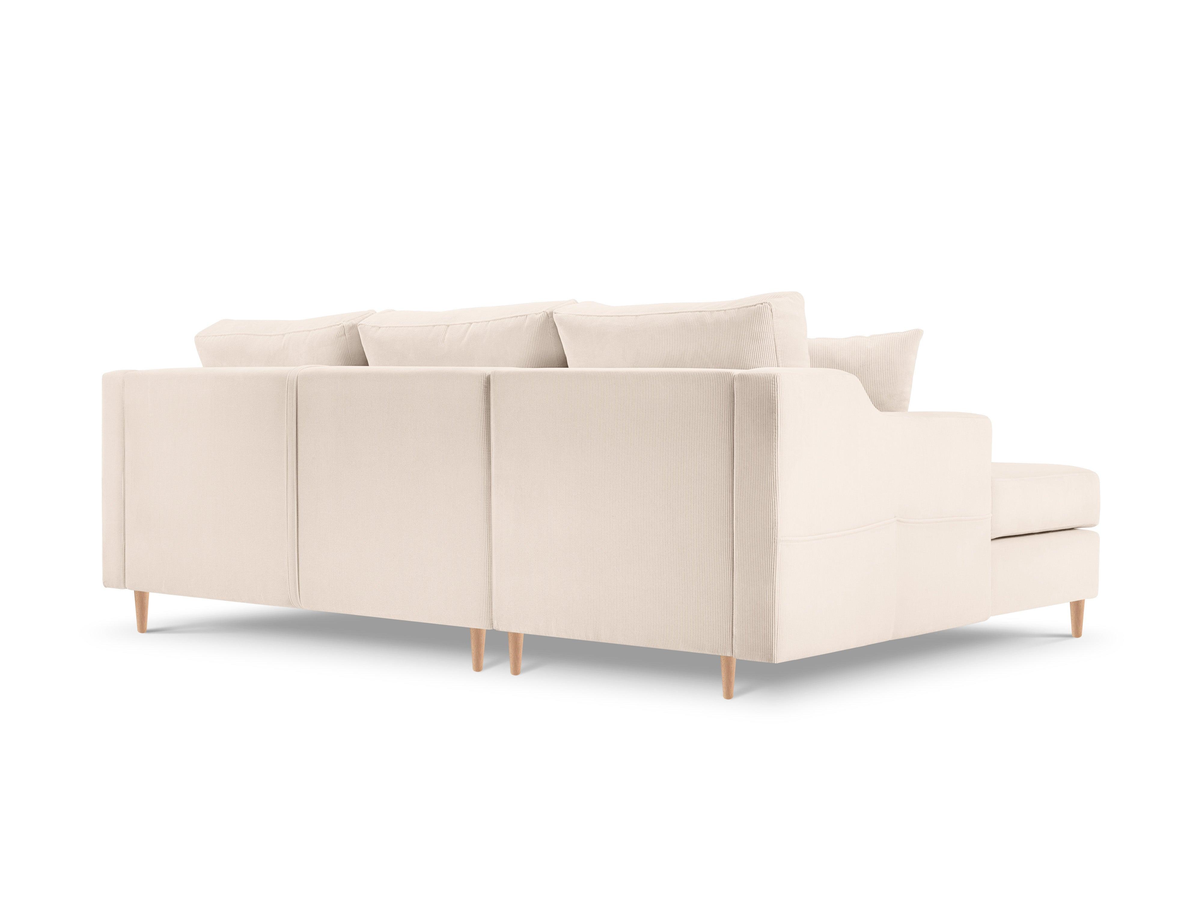 Narożnik lewostronny sztruksowy z funkcją spania ROSE beżowy Mazzini Sofas Eye on Design