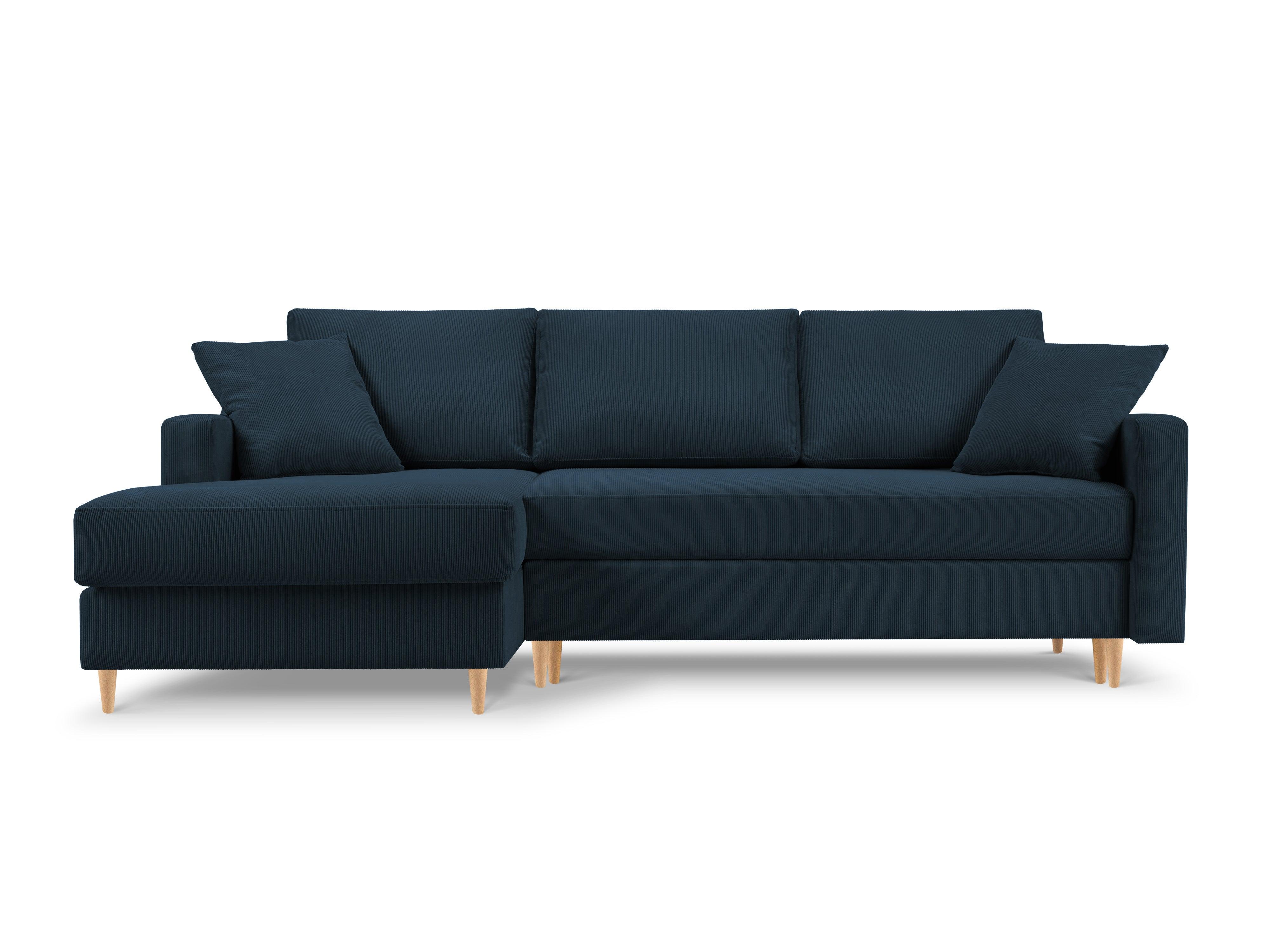 Narożnik lewostronny sztruksowy z funkcją spania ROSE ciemnoniebieski Mazzini Sofas Eye on Design