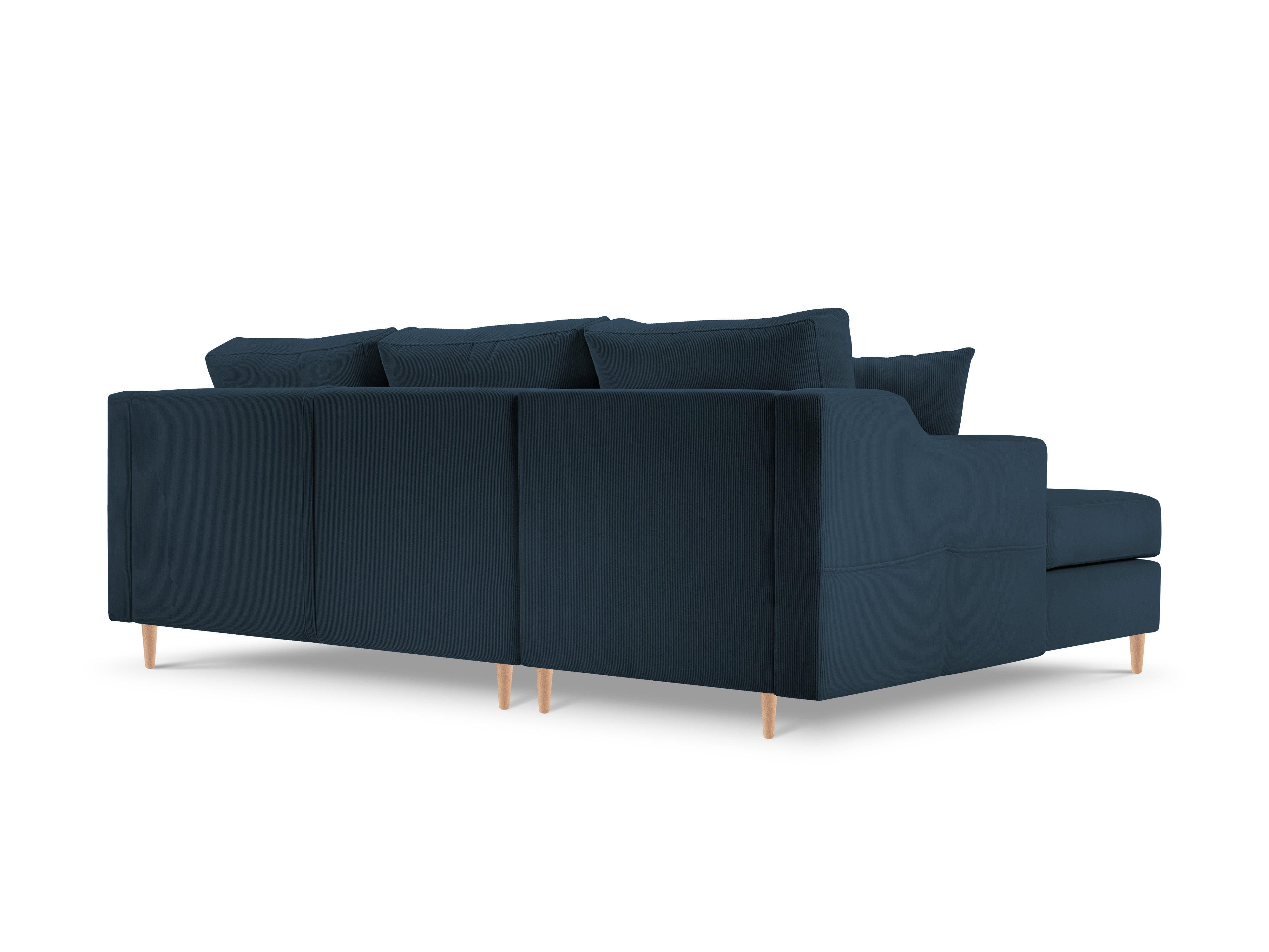 Narożnik lewostronny sztruksowy z funkcją spania ROSE ciemnoniebieski Mazzini Sofas Eye on Design
