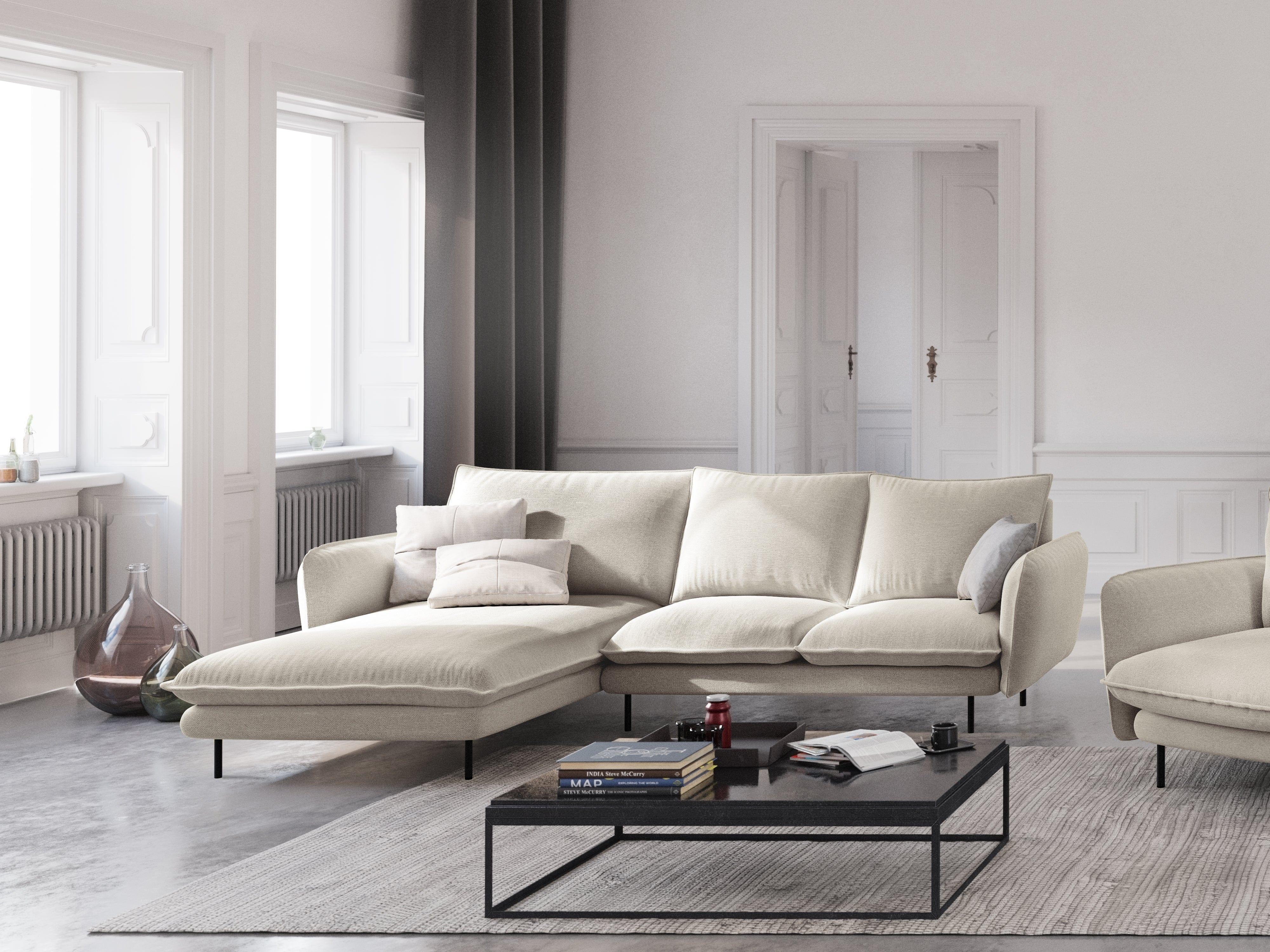 Narożnik lewostronny VIENNA piaskowy z czarną podstawą Cosmopolitan Design Eye on Design