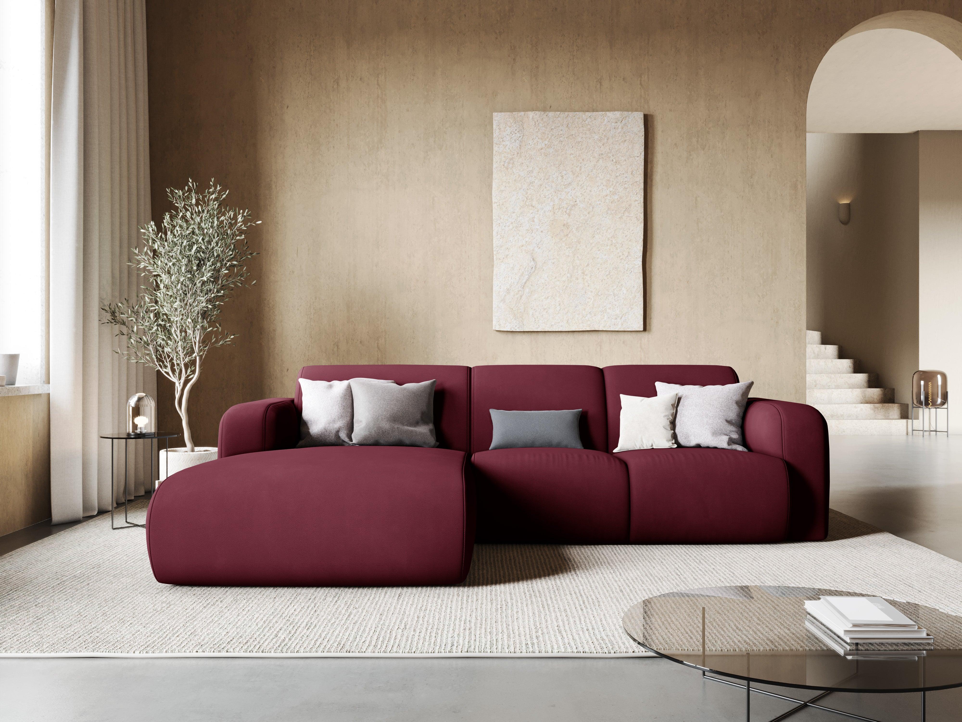 Narożnik lewostronny w tkaninie chenillowej 4-osobowy LOLA bordowy Windsor & Co Eye on Design