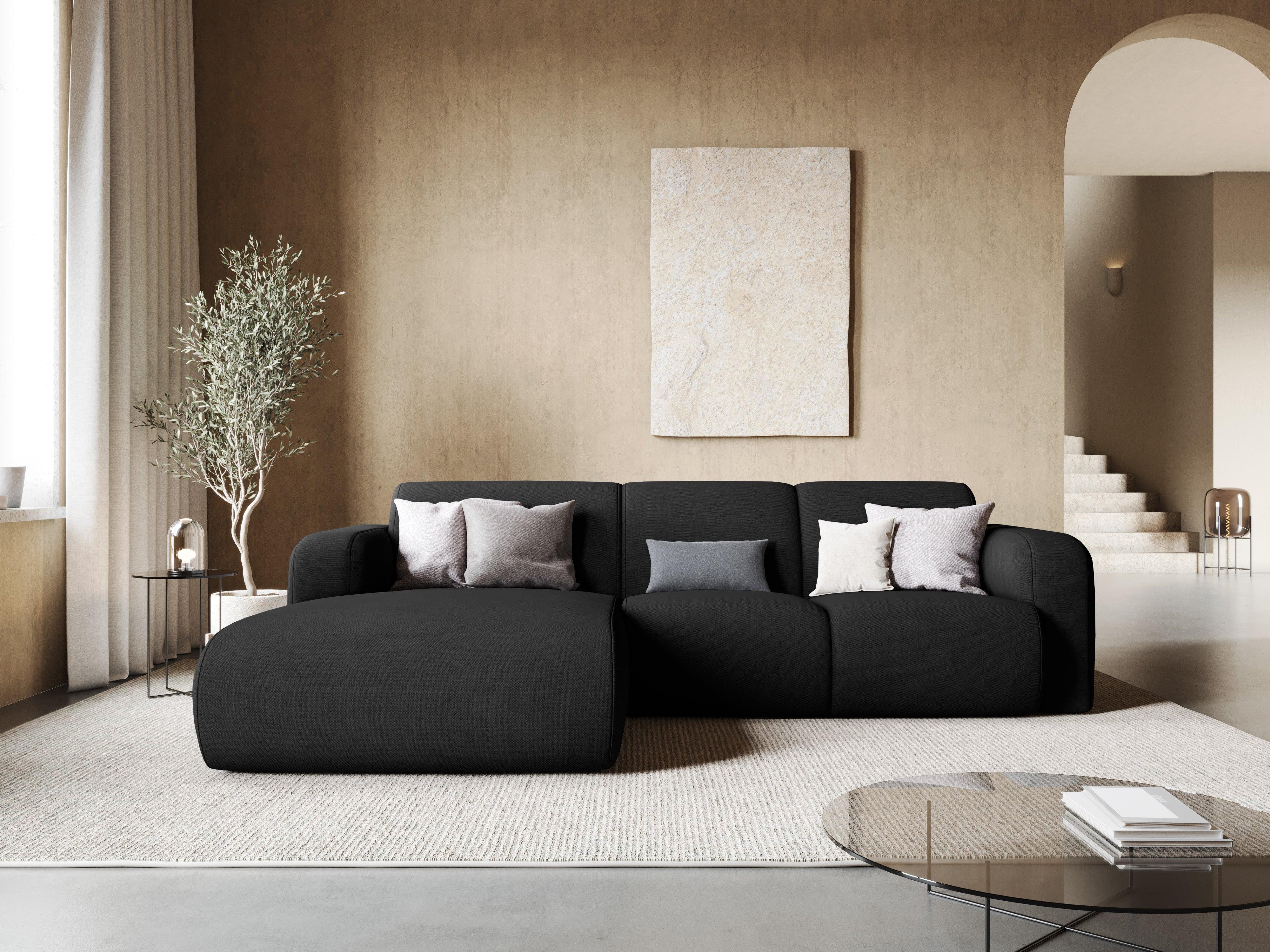 Narożnik lewostronny w tkaninie chenillowej 4-osobowy LOLA czarny Windsor & Co Eye on Design