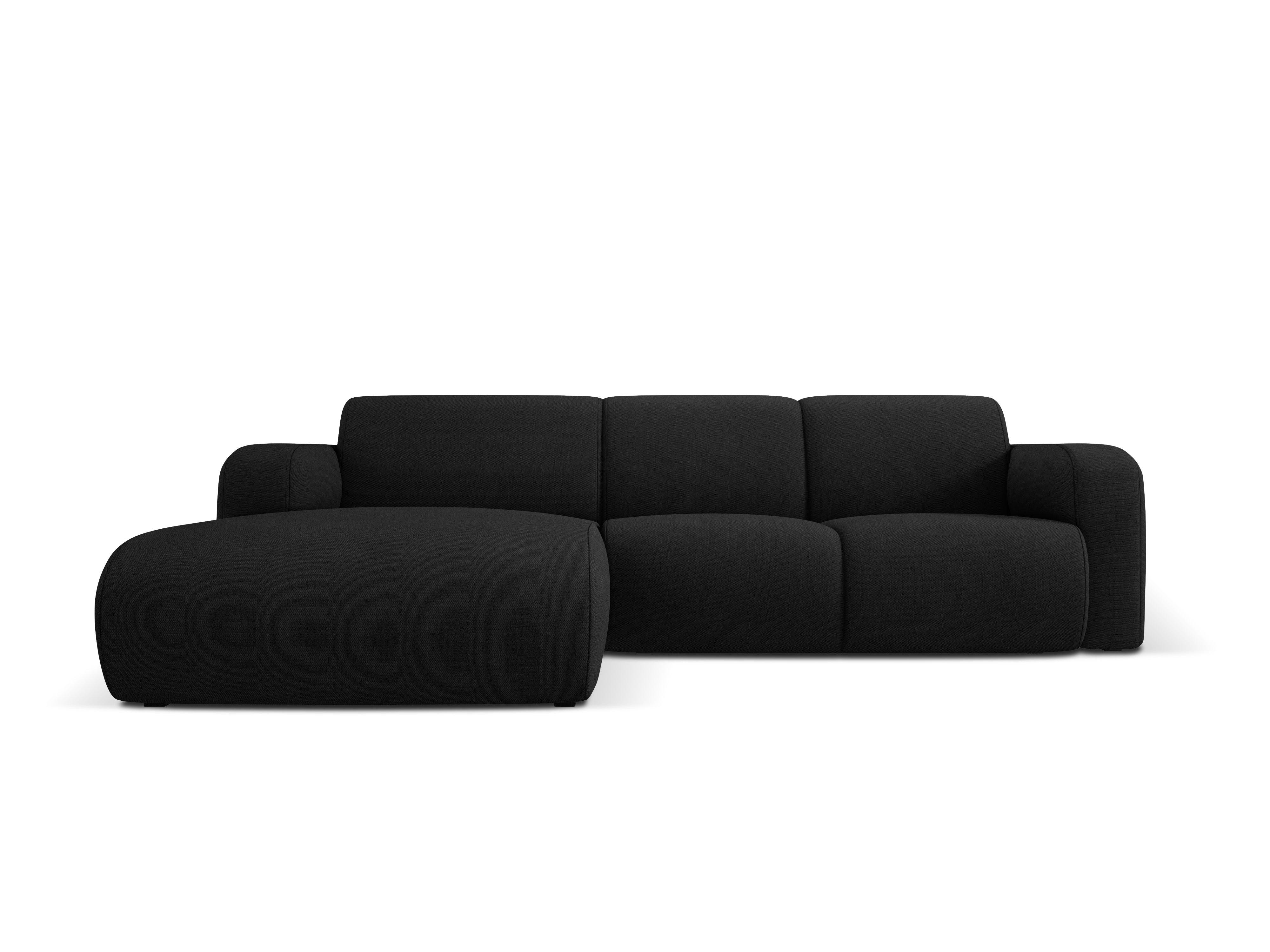 Narożnik lewostronny w tkaninie chenillowej 4-osobowy LOLA czarny Windsor & Co Eye on Design