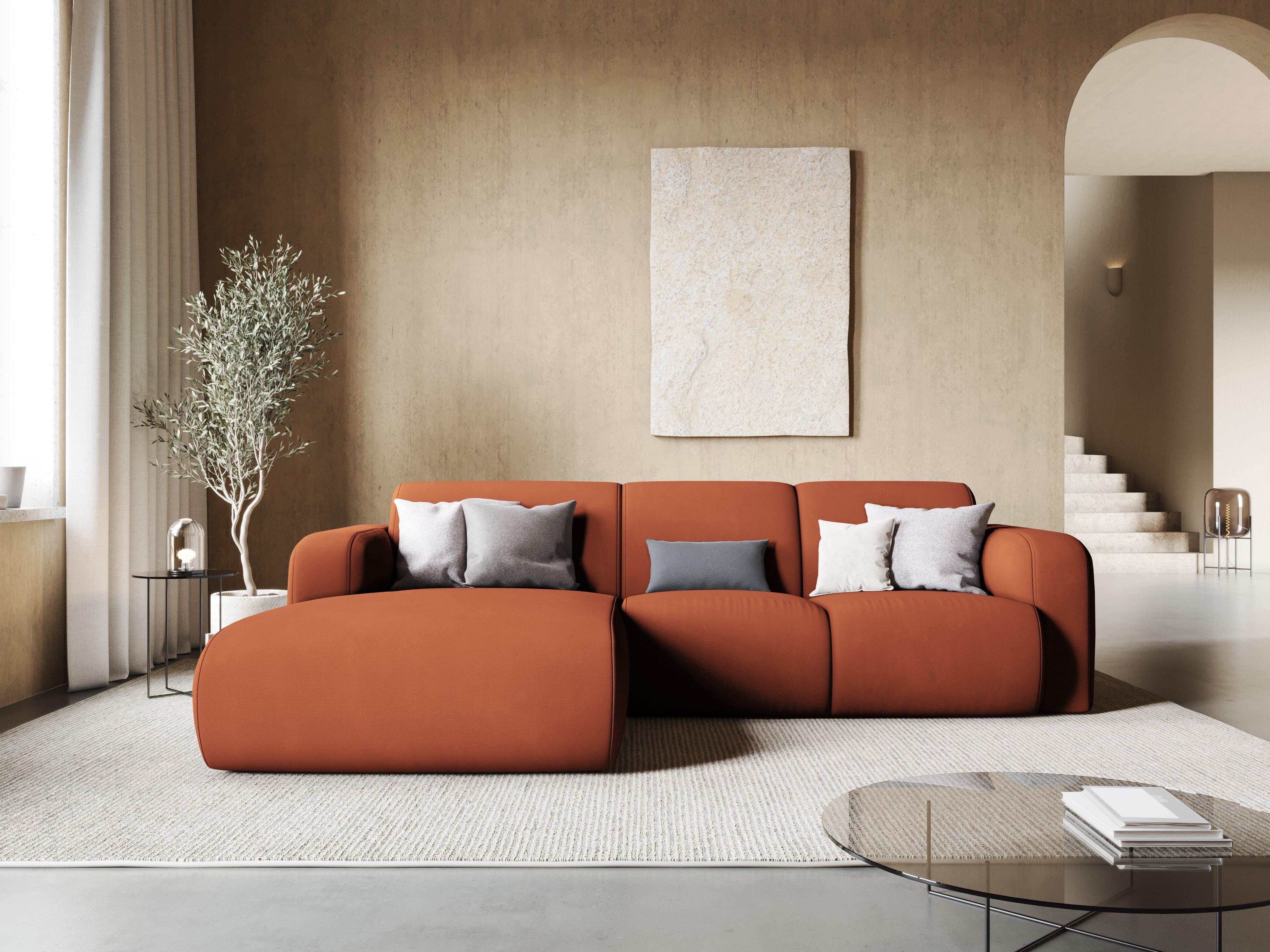 Narożnik lewostronny w tkaninie chenillowej 4-osobowy LOLA pomarańczowy Windsor & Co Eye on Design