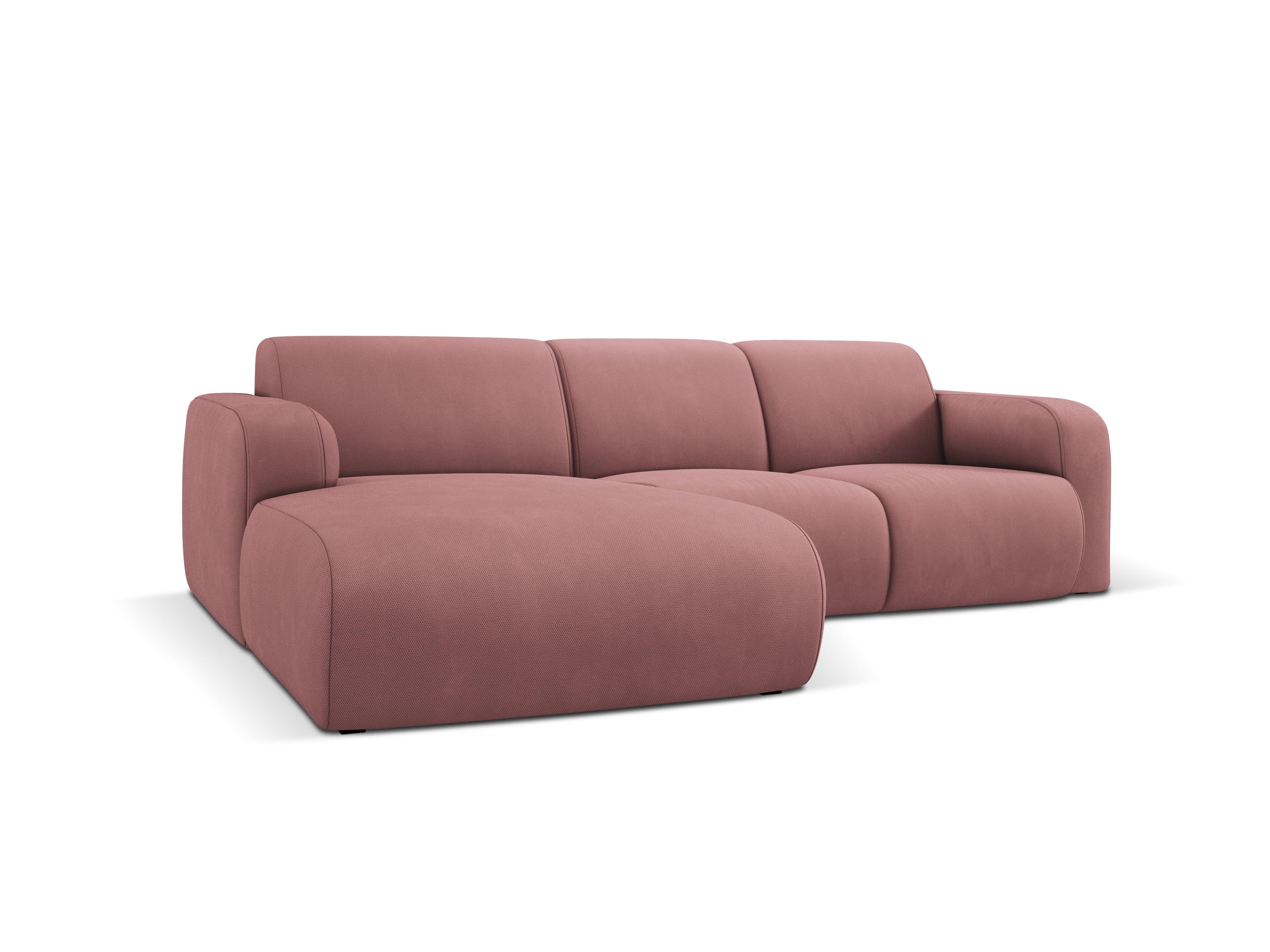Narożnik lewostronny w tkaninie chenillowej 4-osobowy LOLA różowy Windsor & Co Eye on Design