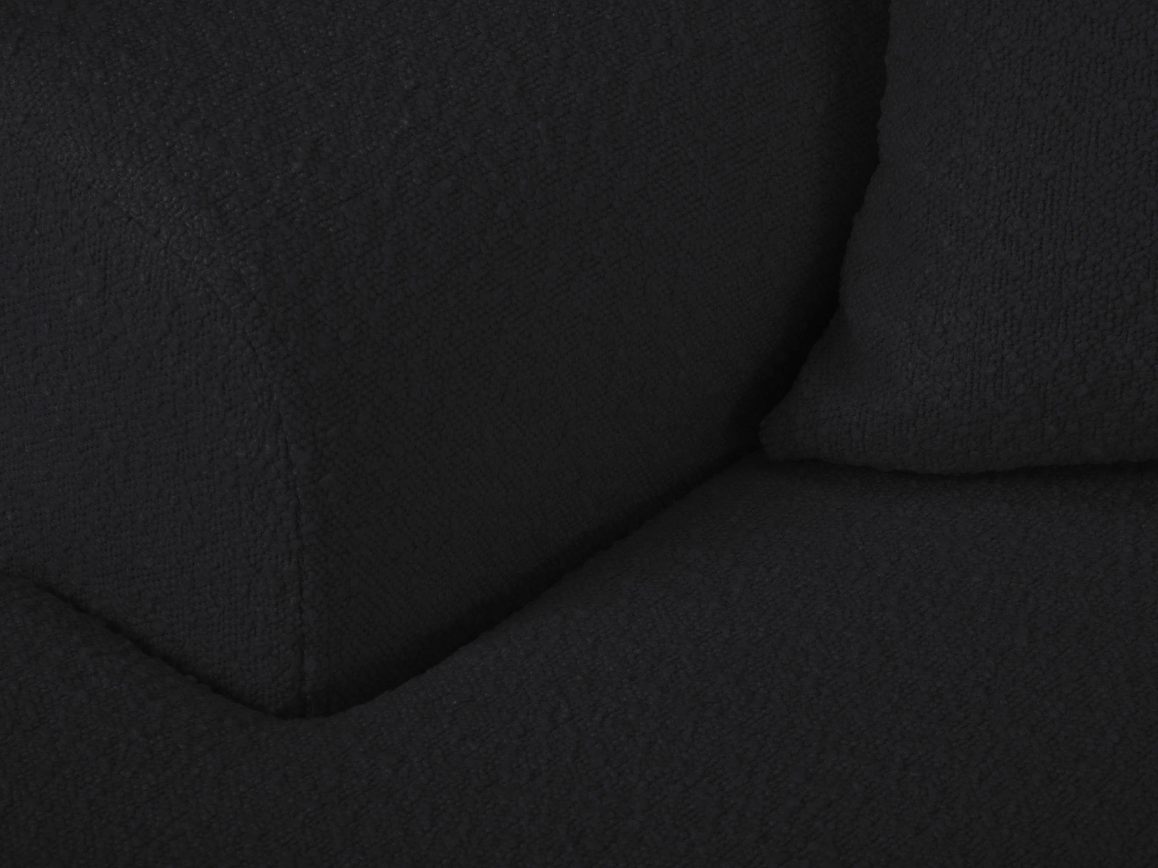 Narożnik lewostronny z funkcją spania KYOTO czarny bouclé z drewnianą podstawą Cosmopolitan Design Eye on Design