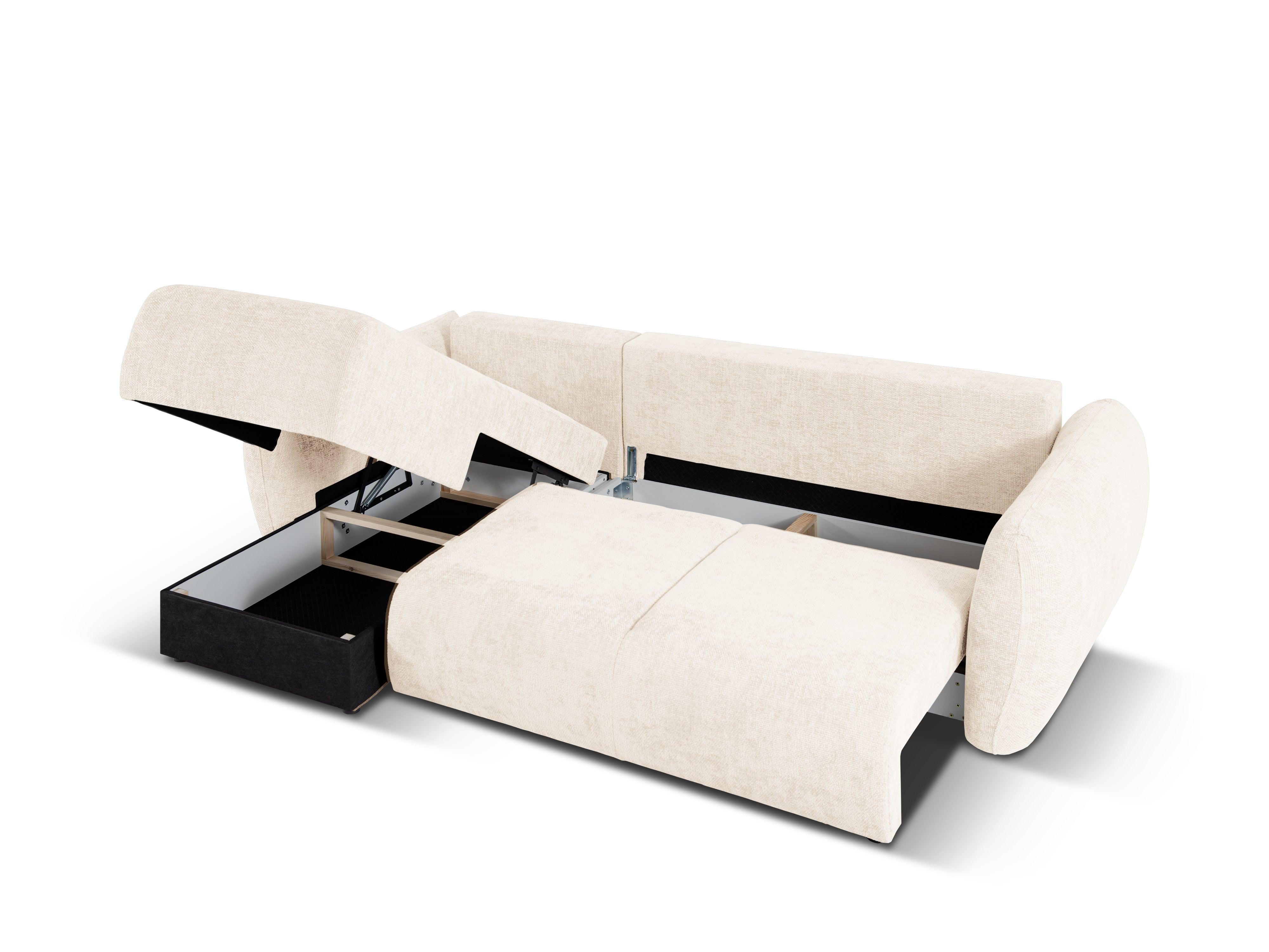 Narożnik lewostronny z funkcją spania MATERA jasnobeżowy szenil Cosmopolitan Design Eye on Design