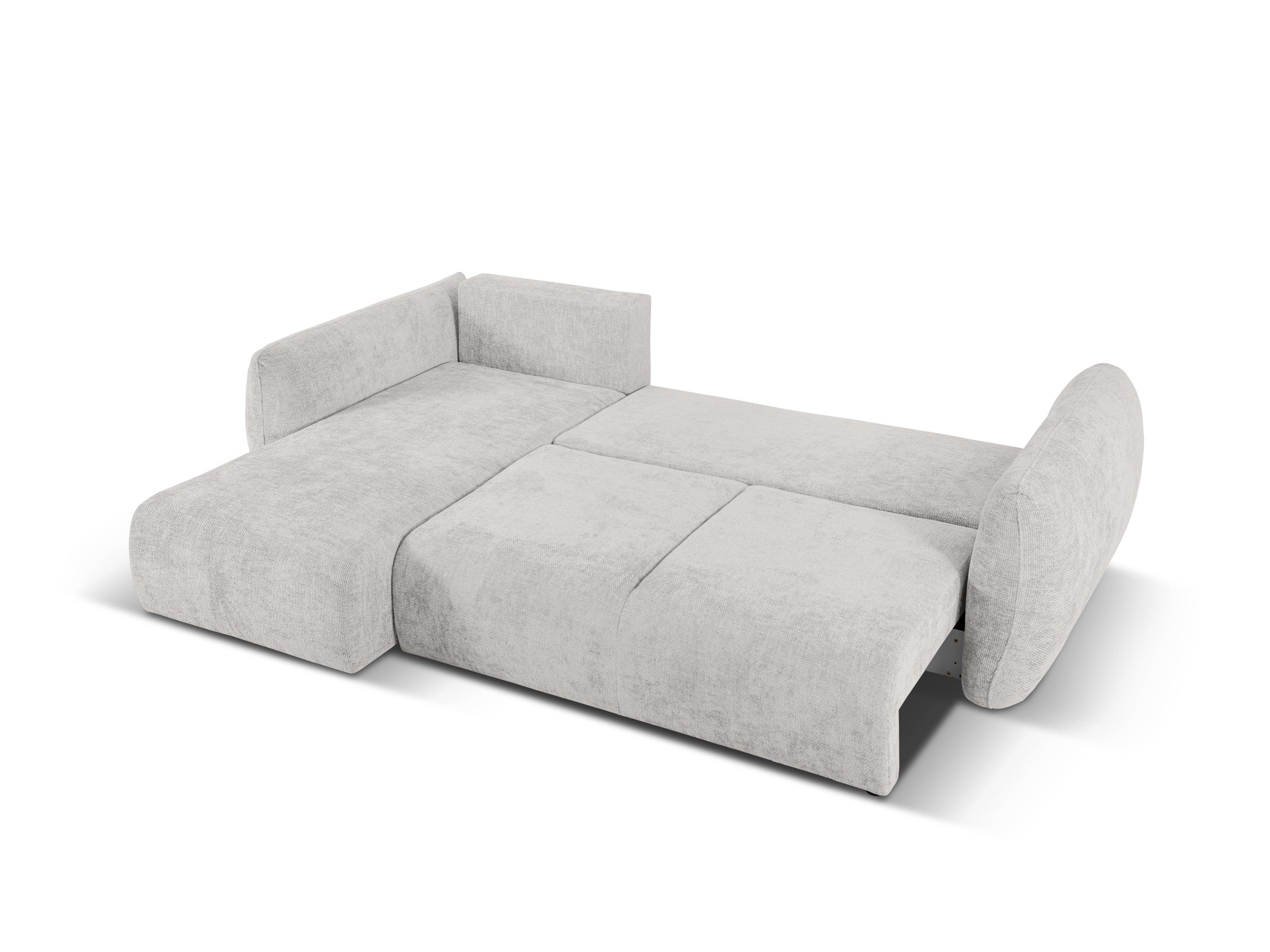 Narożnik lewostronny z funkcją spania MATERA jasnoszary szenil Cosmopolitan Design Eye on Design