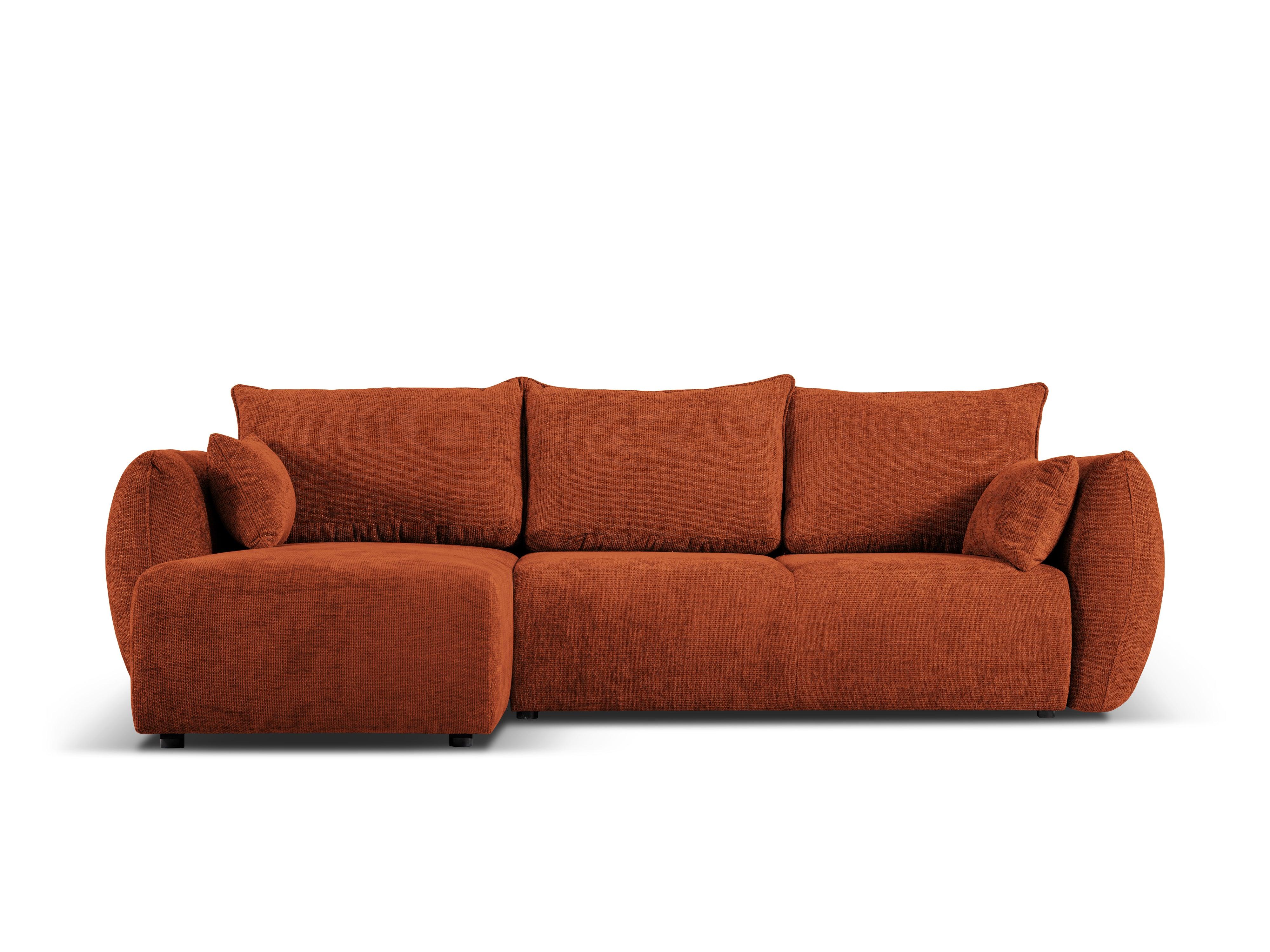 Narożnik lewostronny z funkcją spania MATERA terracotta szenil Cosmopolitan Design Eye on Design