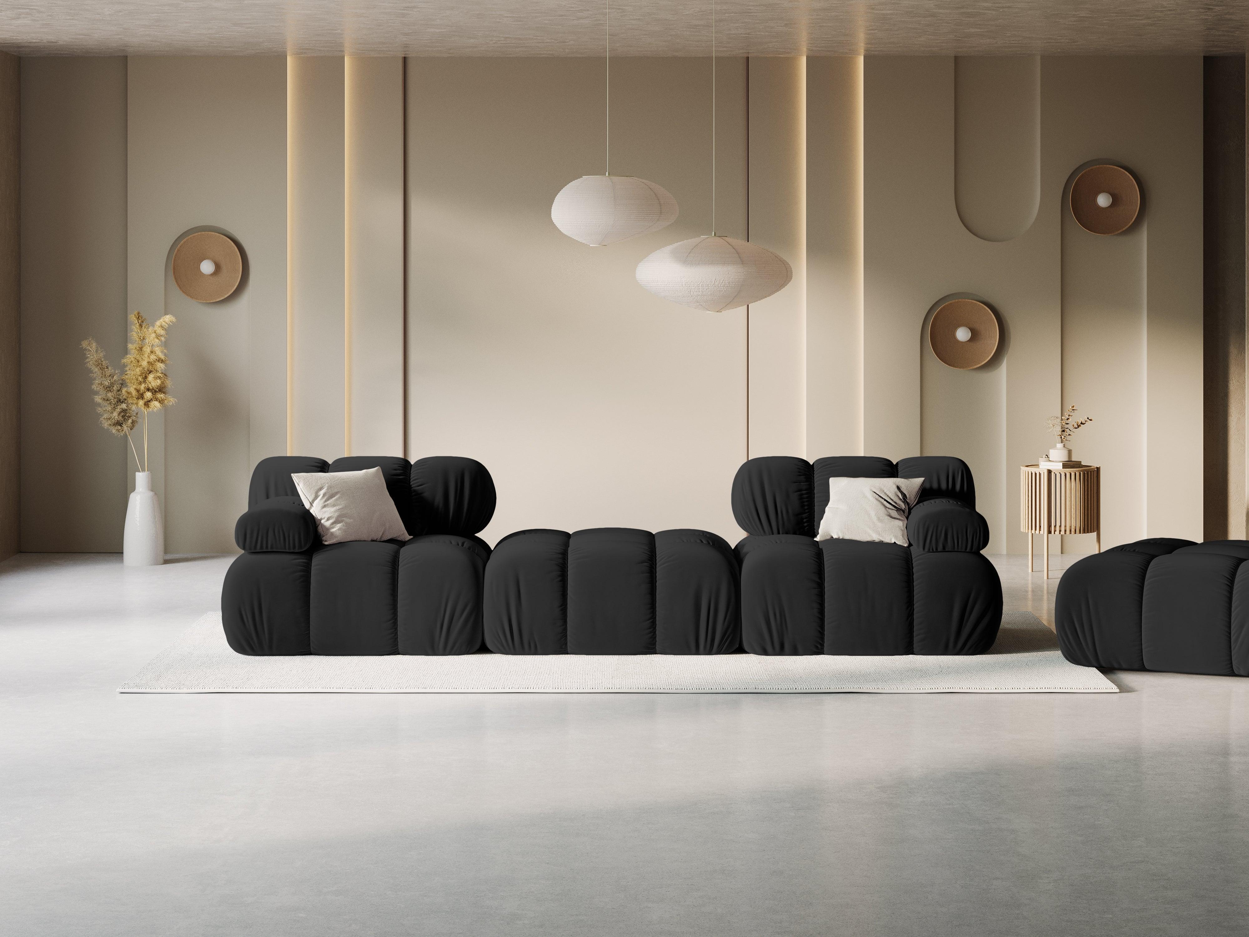 Narożnik modułowy aksamitny 3-osobowy TROPEA czarny Milo Casa Eye on Design