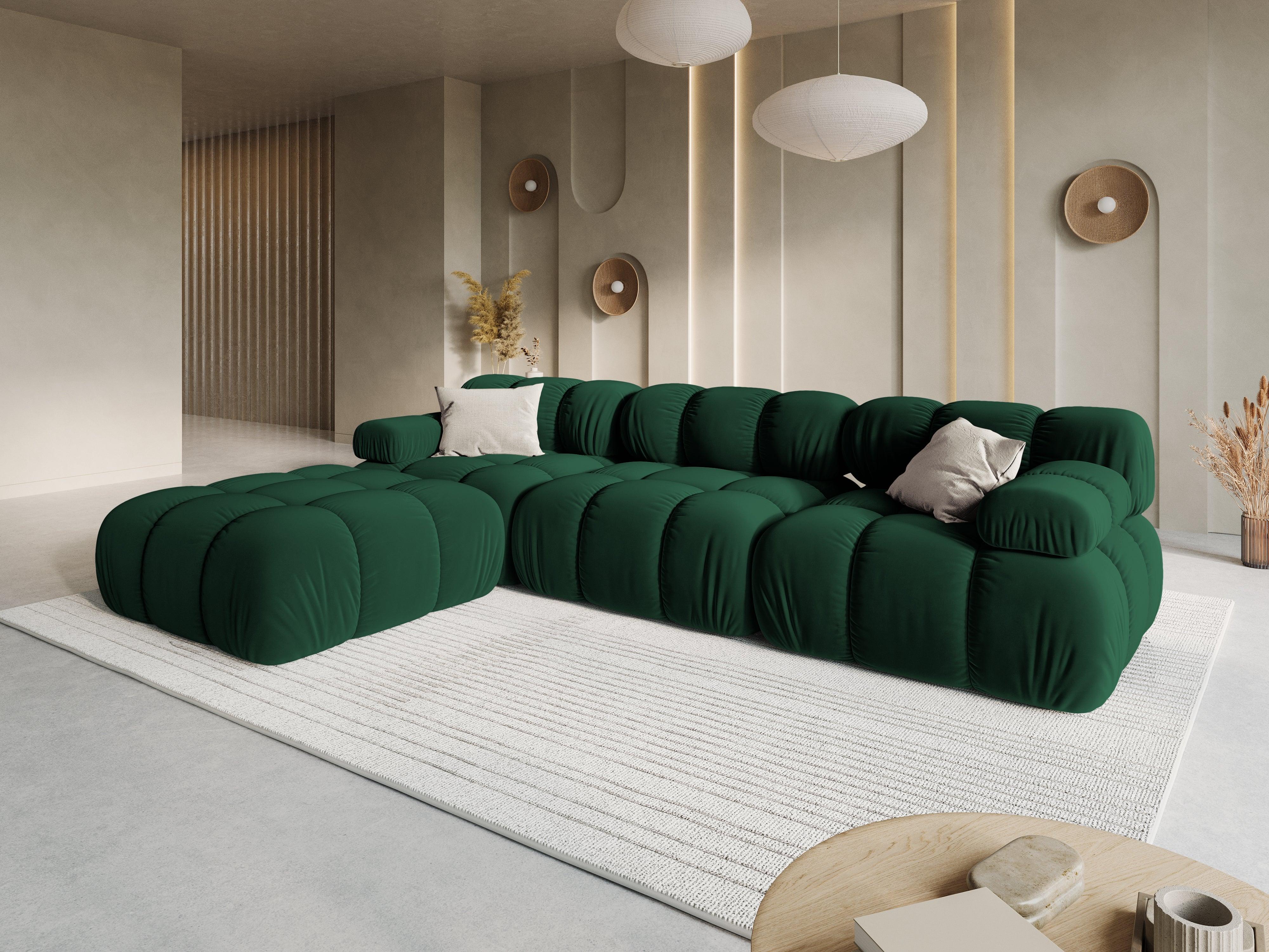 Narożnik modułowy aksamitny 4-osobowy TROPEA butelkowa zieleń Milo Casa Eye on Design