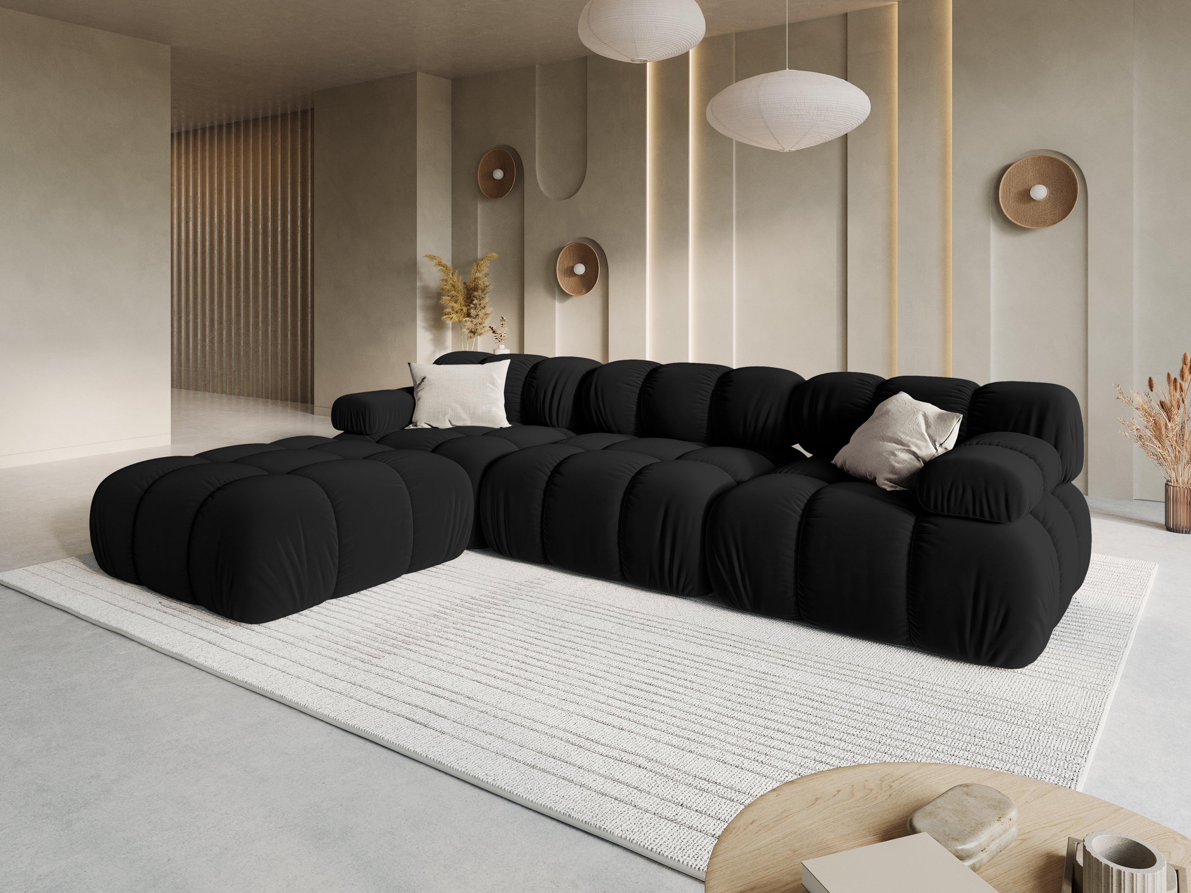 Narożnik modułowy aksamitny 4-osobowy TROPEA czarny Milo Casa Eye on Design