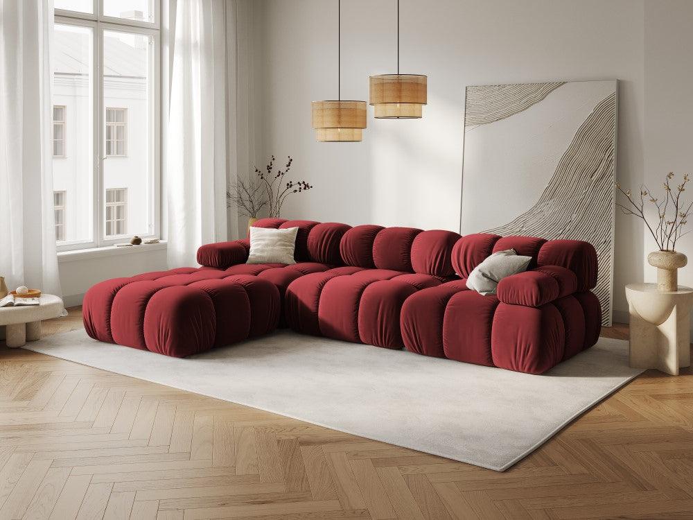 Narożnik modułowy aksamitny 4-osobowy TROPEA rubinowy Milo Casa Eye on Design